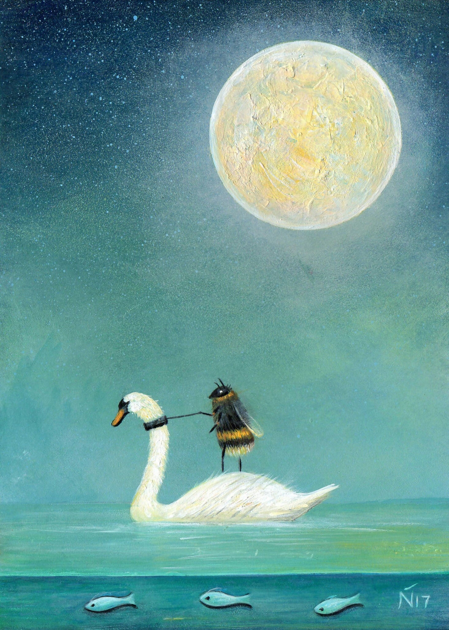 Ride a White Swan 12"x10" Print