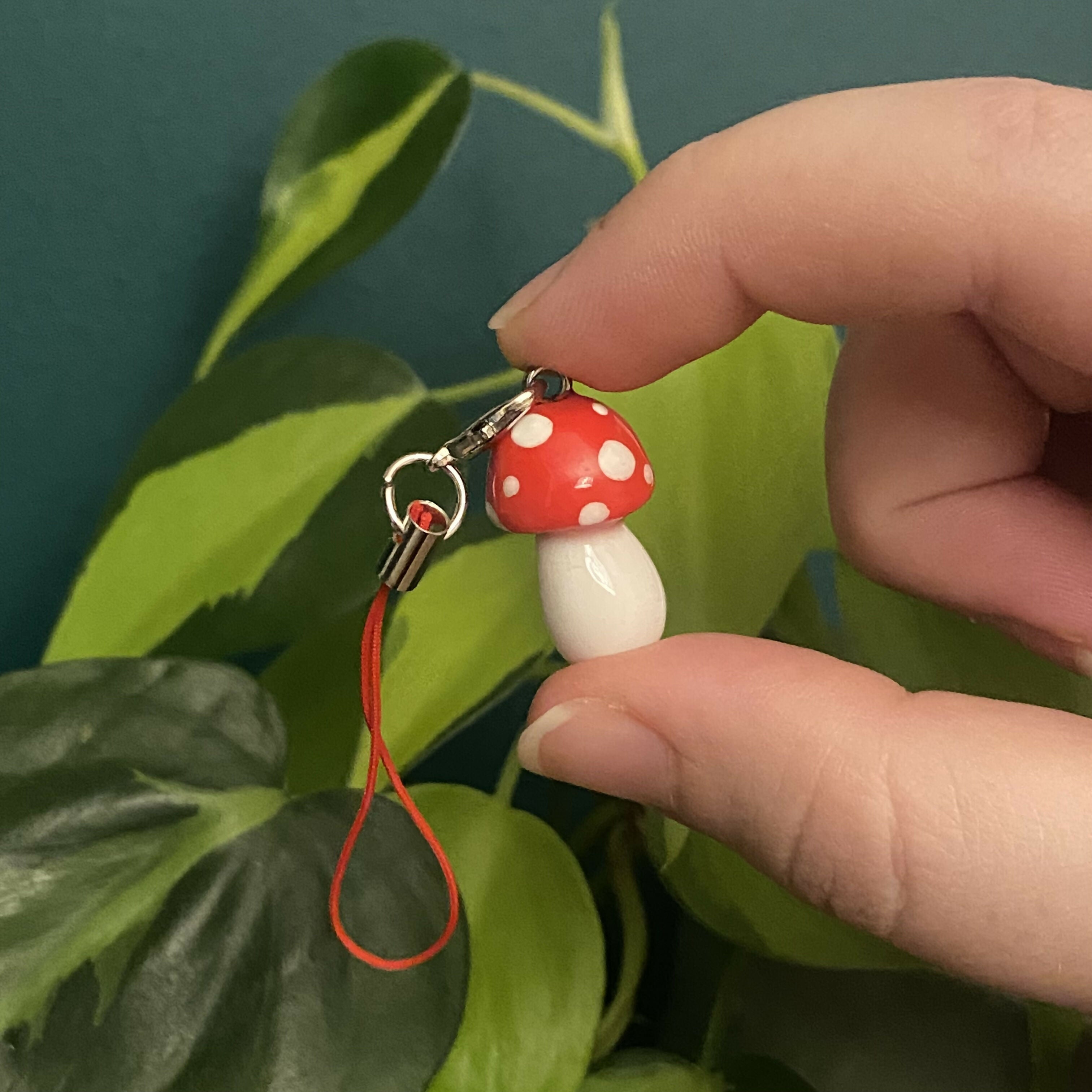 Handmade Polymer Clay Phone Charm Mushroom