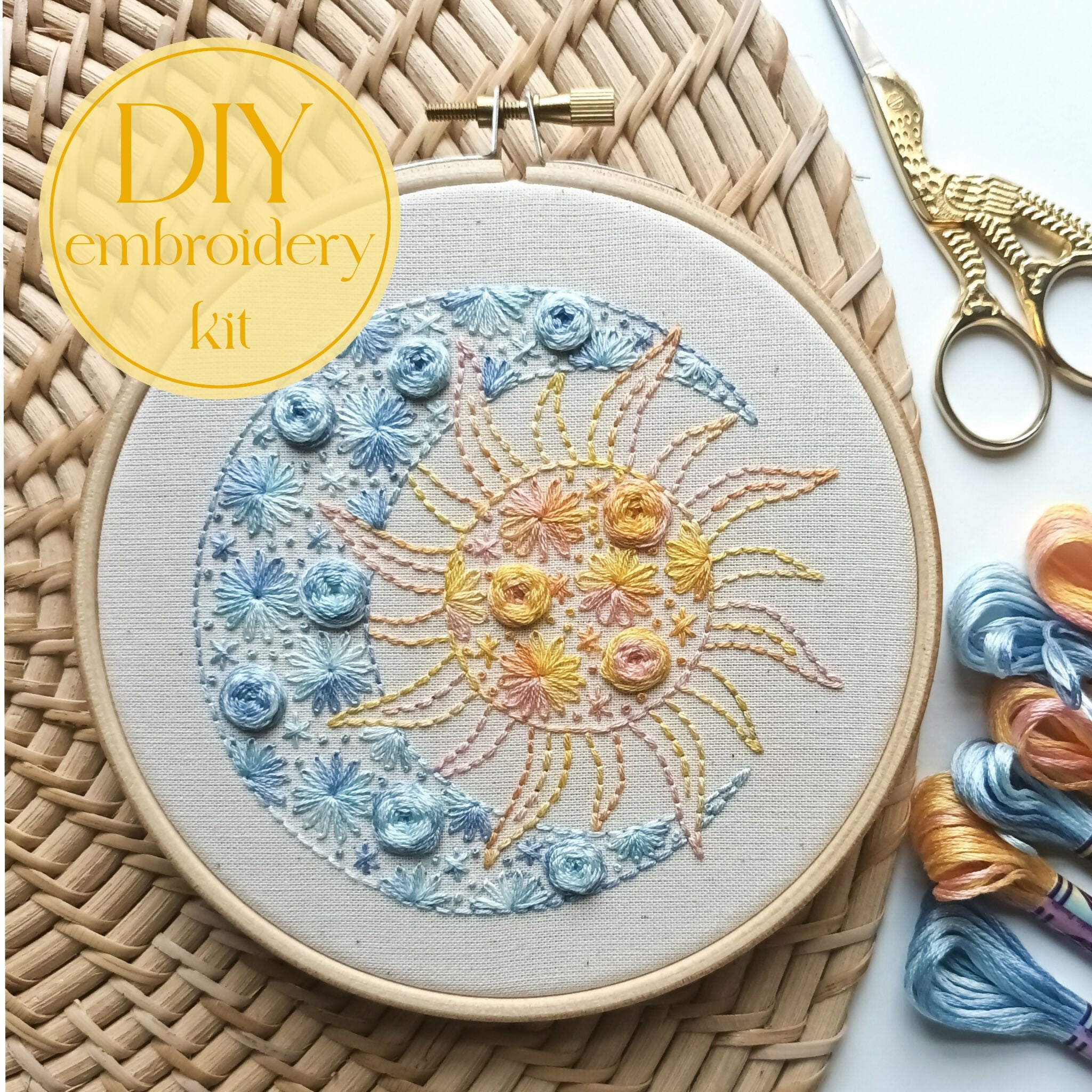 DIY Embroidery Kit For Beginners - Sun And Moon