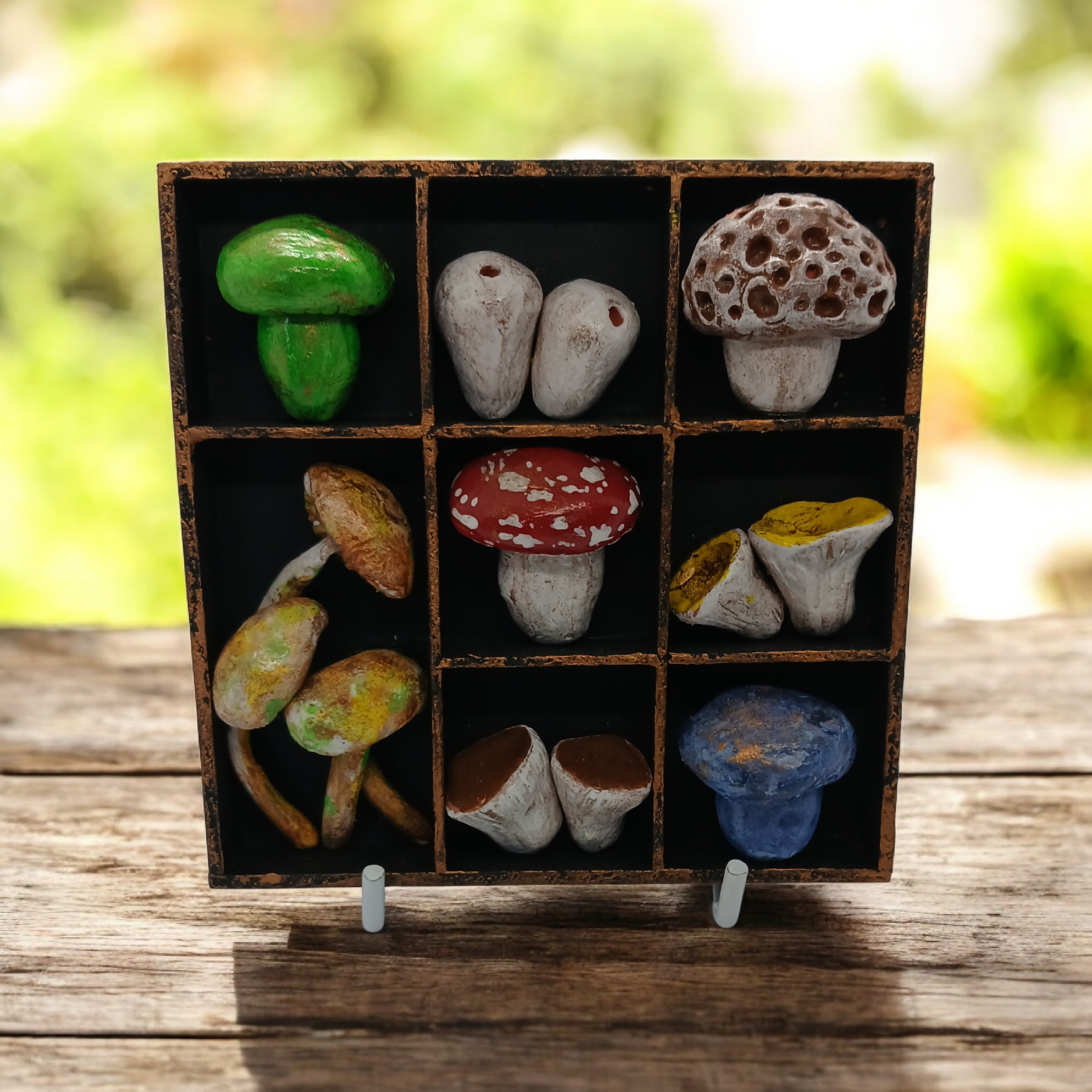 Clay Toadstool Small Wooden Black Painted Trinket Tray