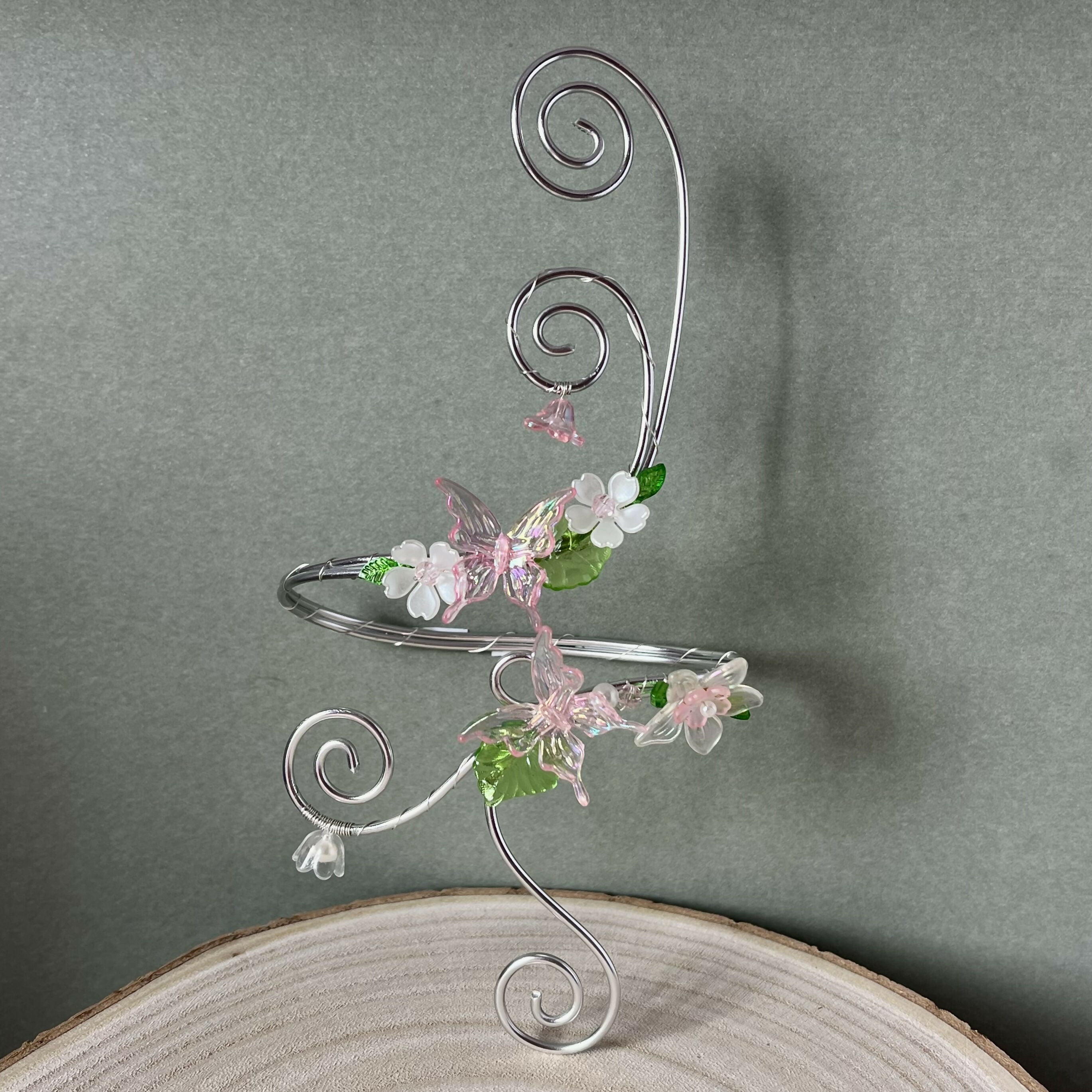 Fairy Garden Beaded Arm Cuff In Silver