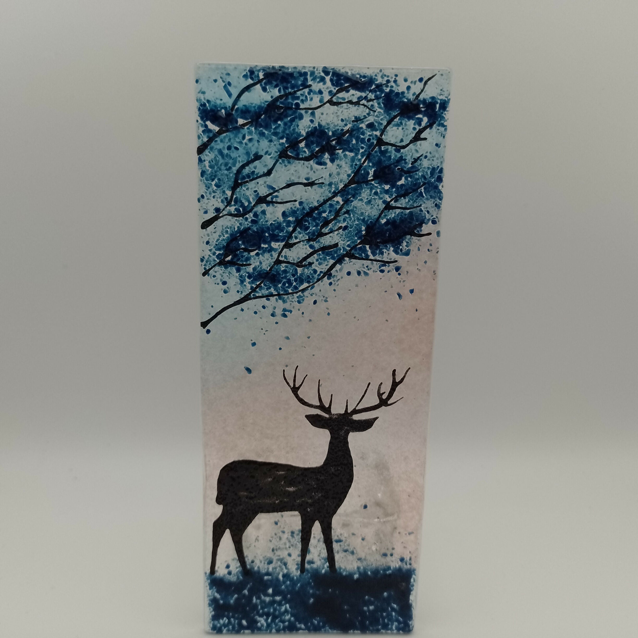 Fused Glass Silhouette Stag Tealight