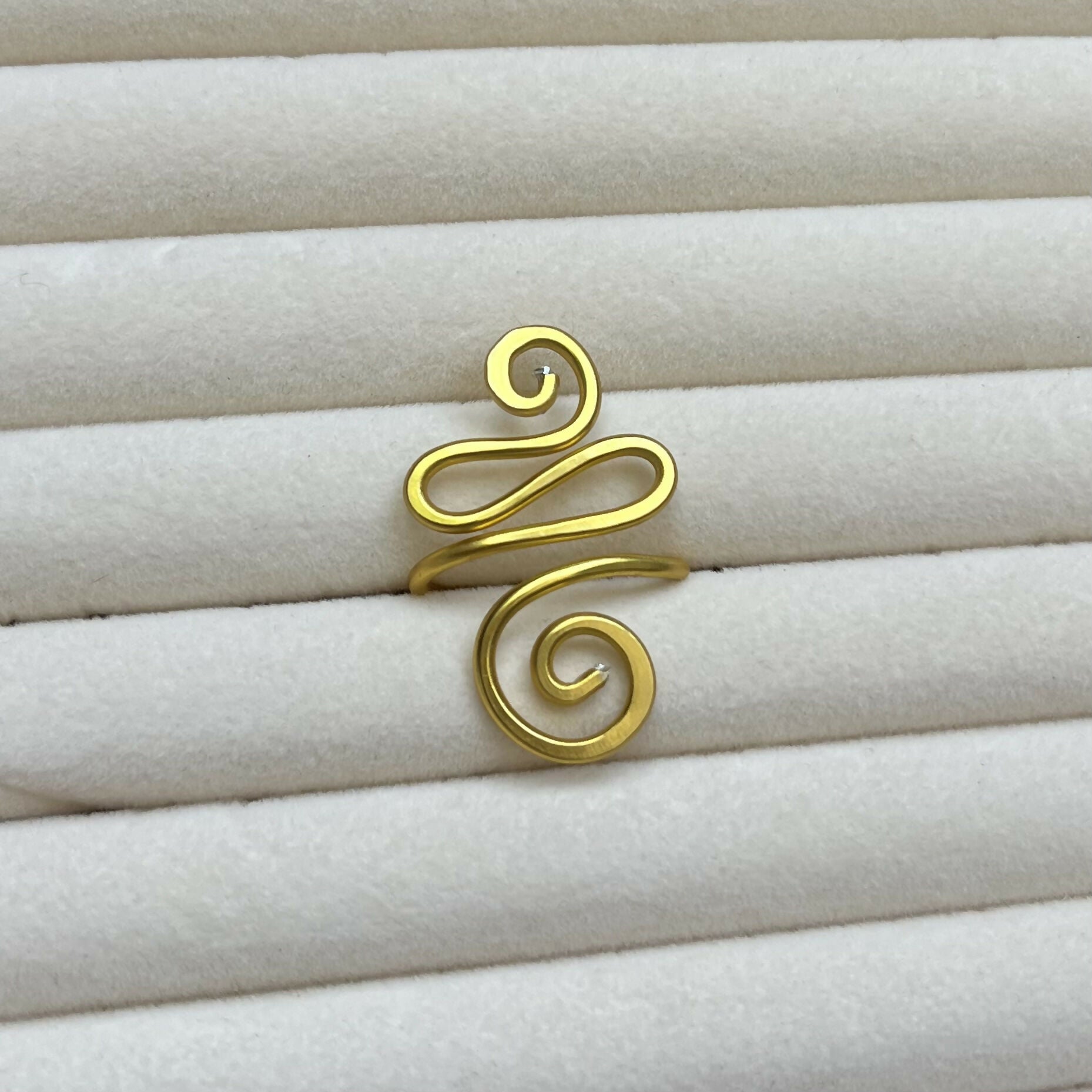 Whimsical Swirling Aluminium Adjustable Ring In Gold