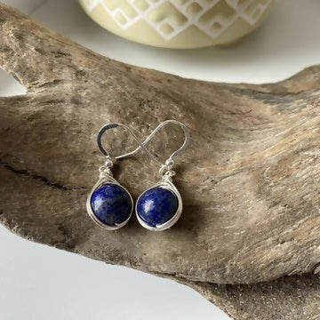 Lapis Lazuli Drop Earrings, Sterling Silver