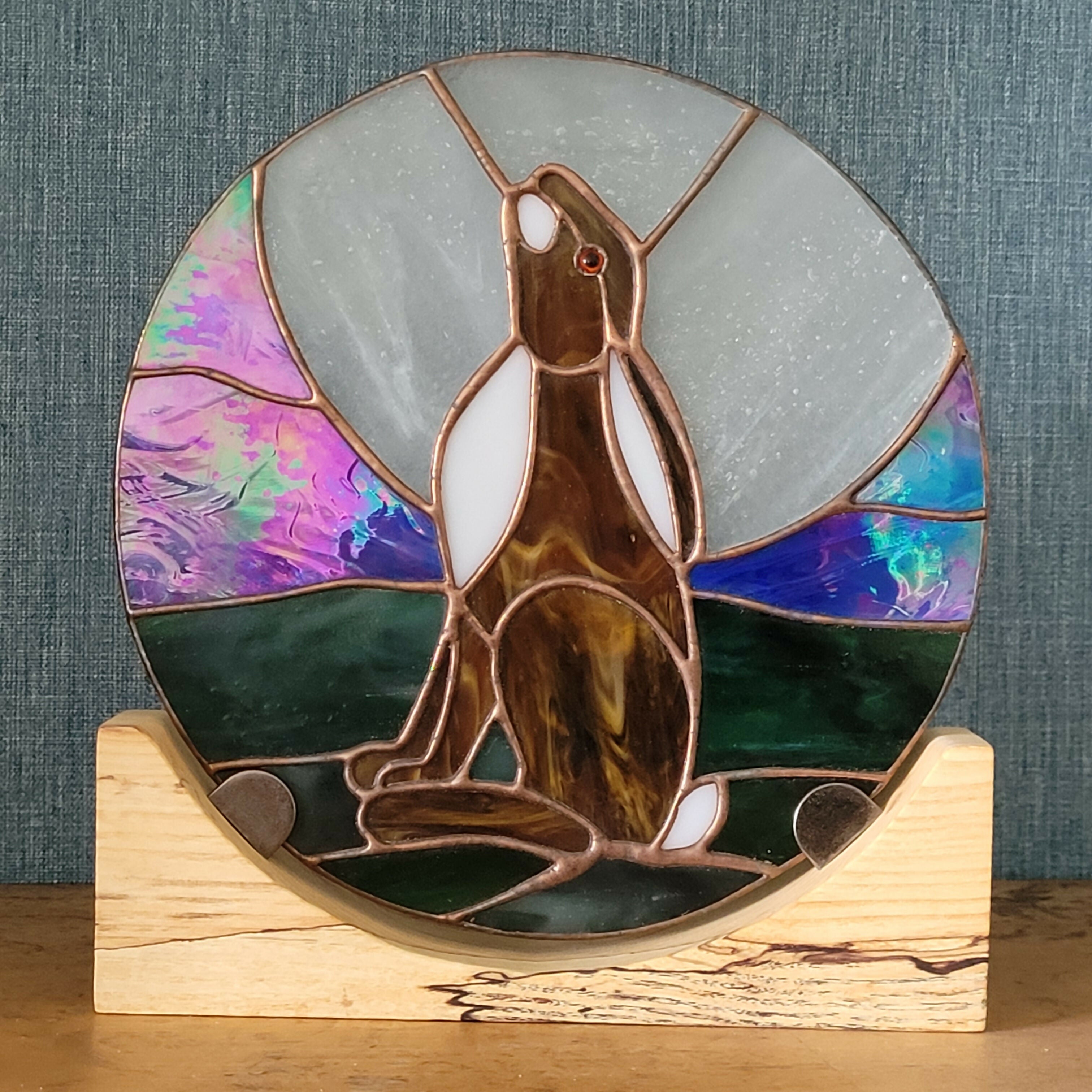 Gazing Hare panel on round Ash display