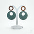 Textured Clay and Walnut Wood Drop Earrings in Storm Green