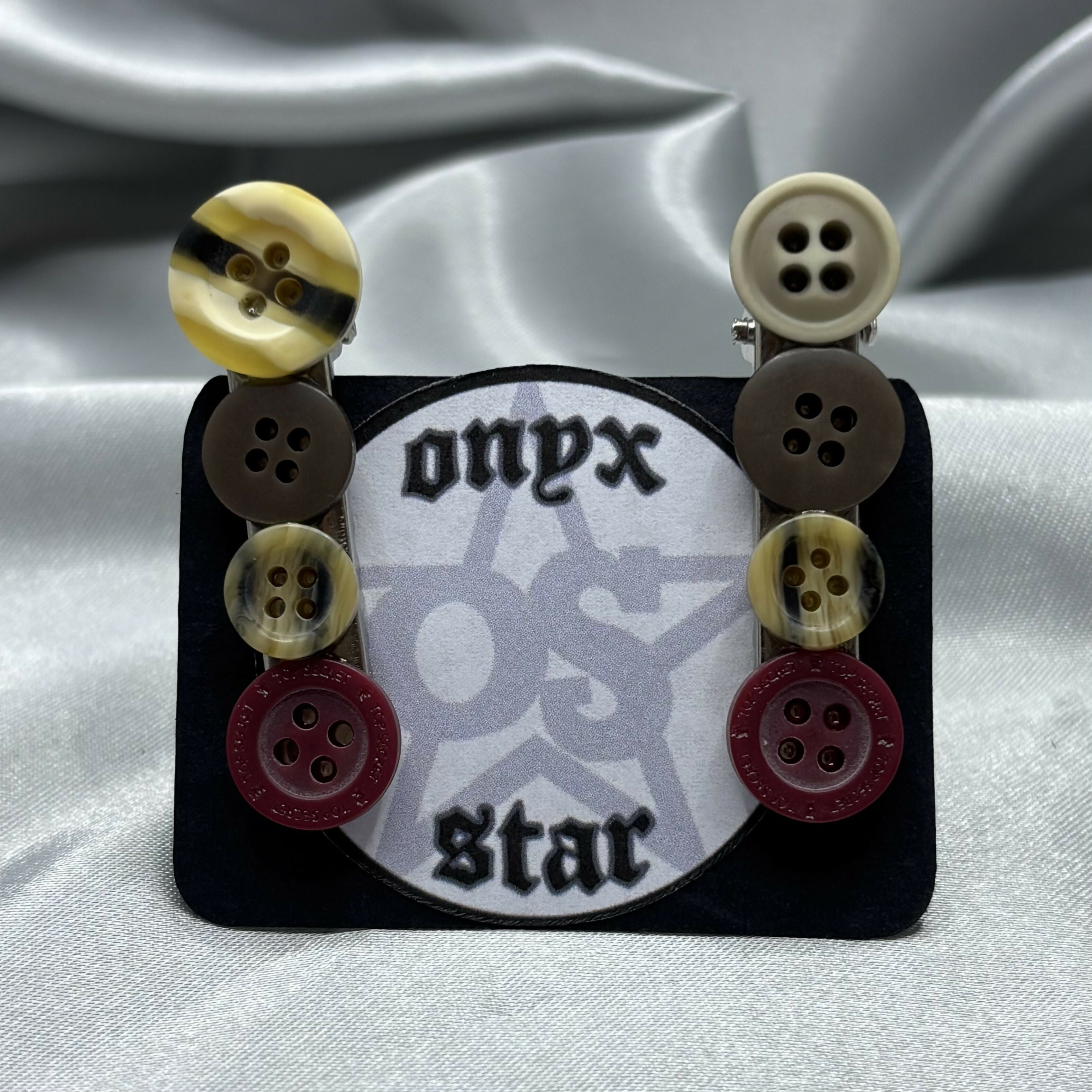 Brown Button Hairclips