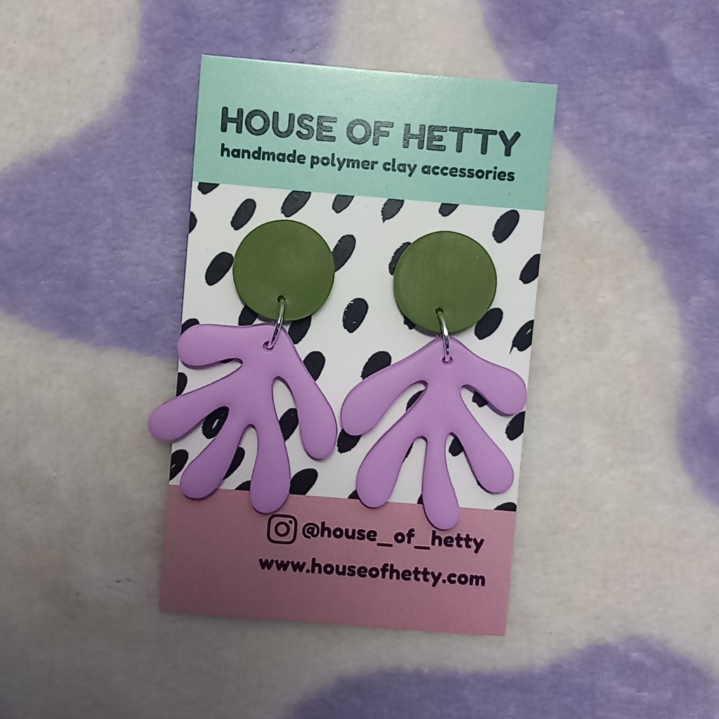 Polymer Clay Block Colour Coral Shaped Earrings