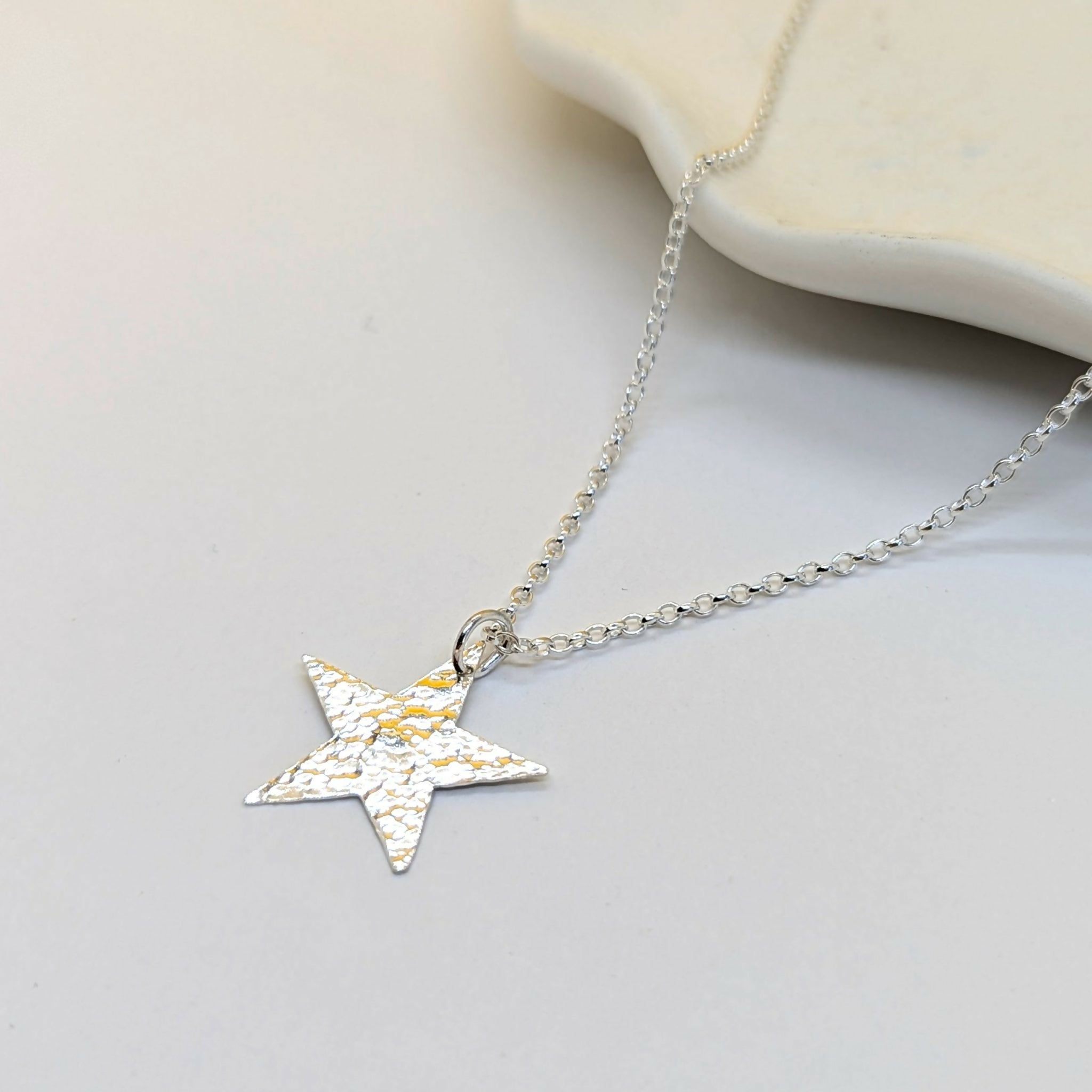 'Fallen Star' Sterling Silver Large Textured Star Pendant