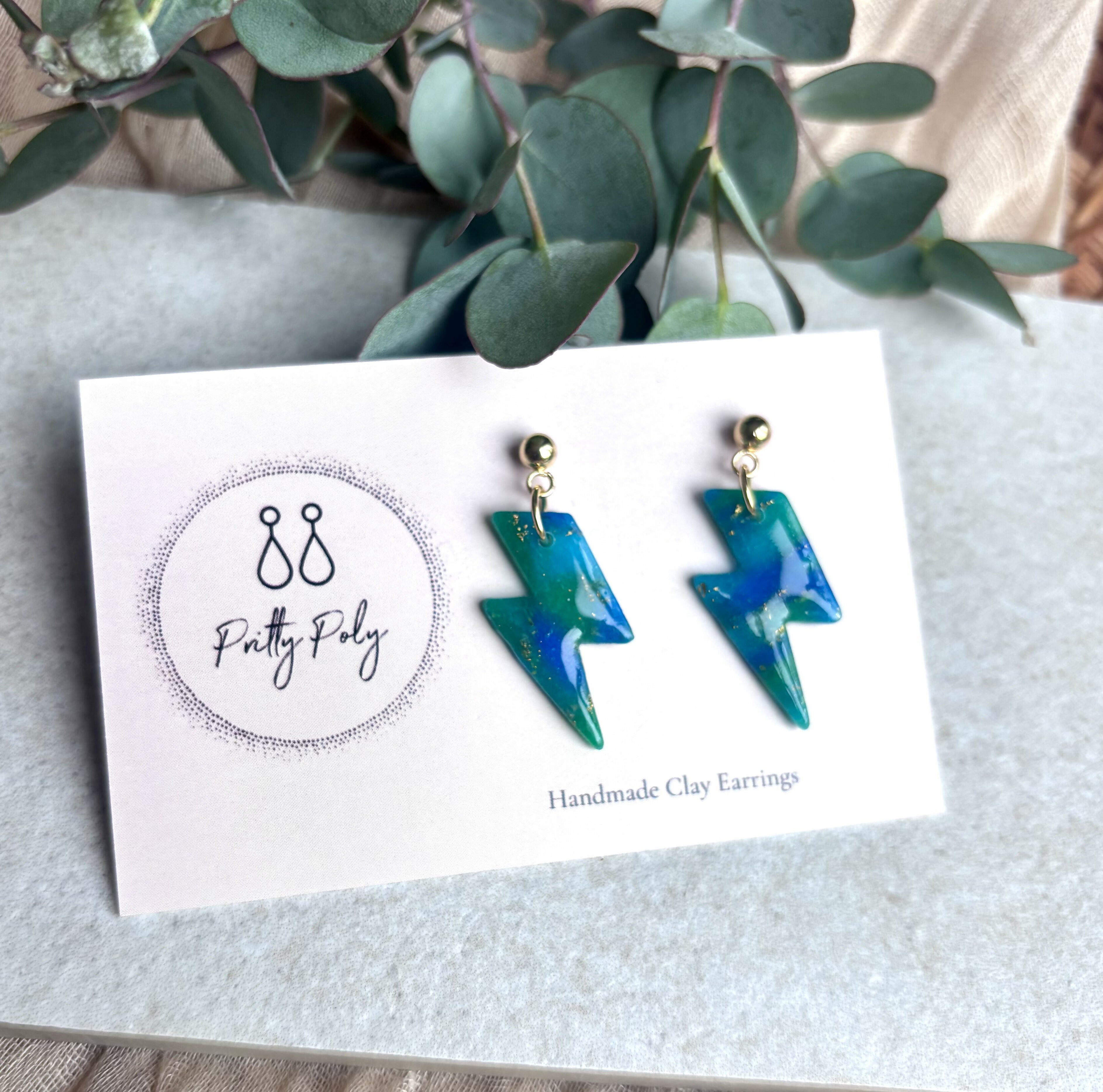 Ocean Dream Collection - Small Lightening Bolts Polymer Clay Earrings