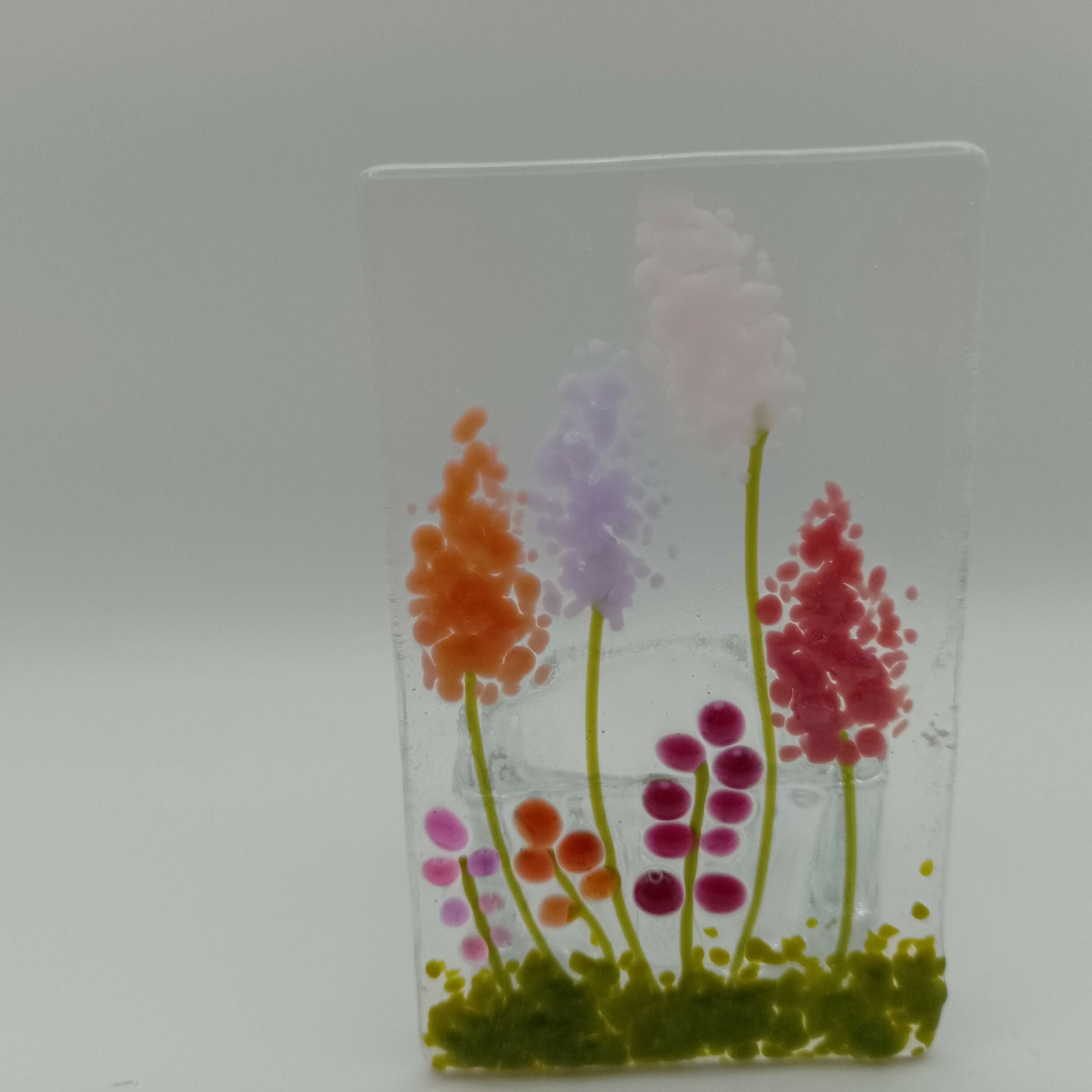 Fused Glass Pink and Purple Flower Tealight