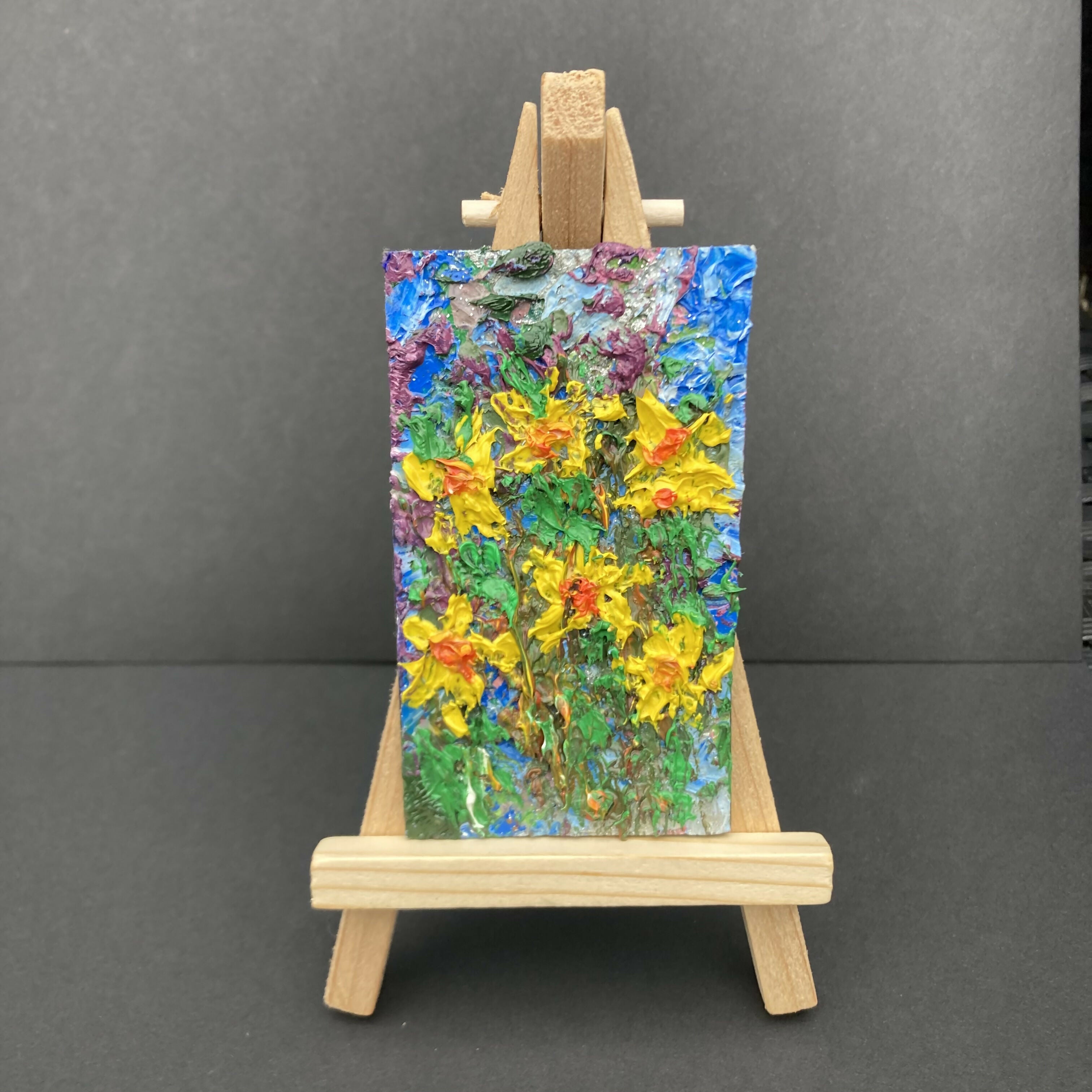 Daffodils Mini Oil Painted Canvas Fridge Magnet