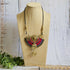 Sahara Necklace; Bold Rainbow Macramé Statement Pendant with Gold Spiral Wire Art
