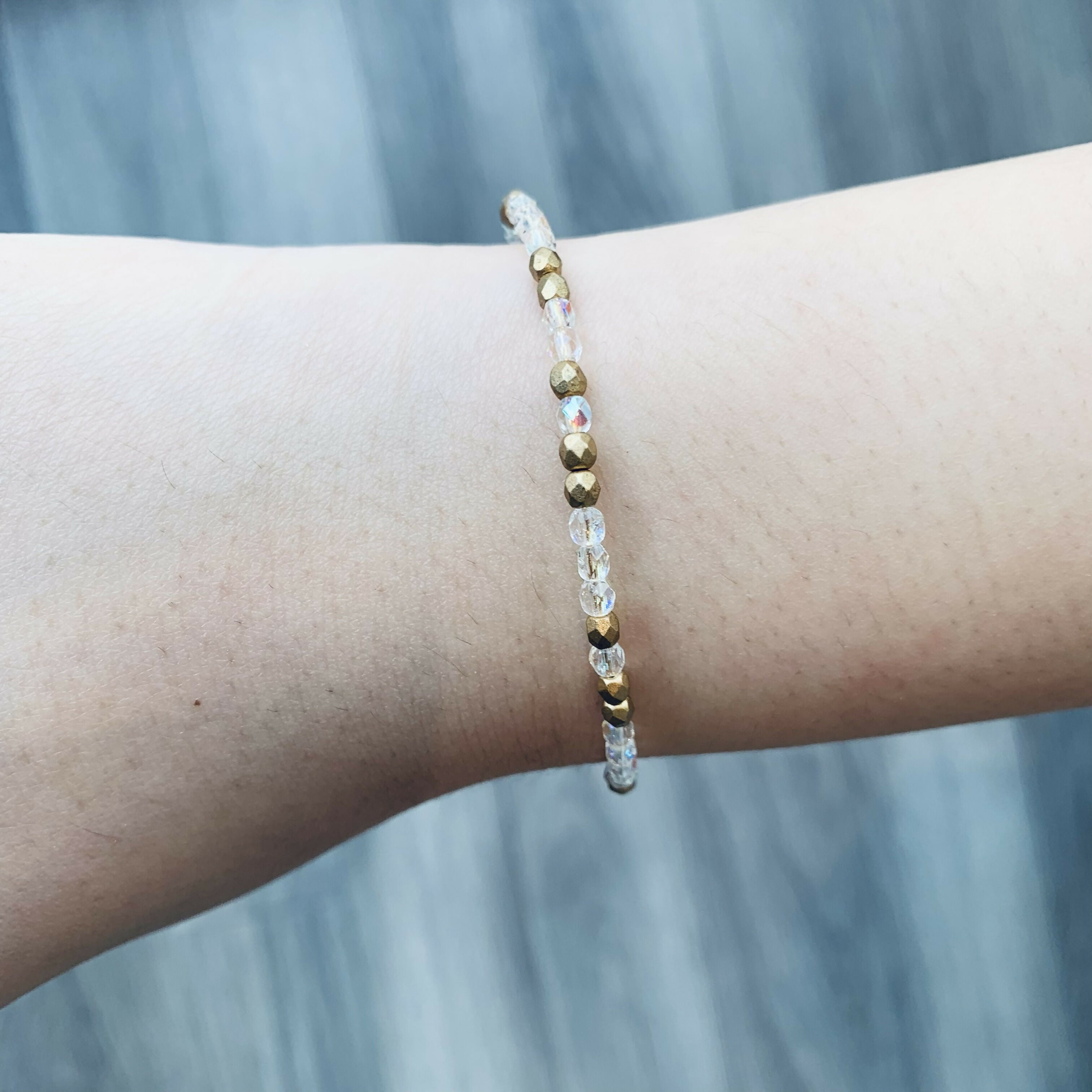 Faceted Czech Glass Bead Wire Bracelet