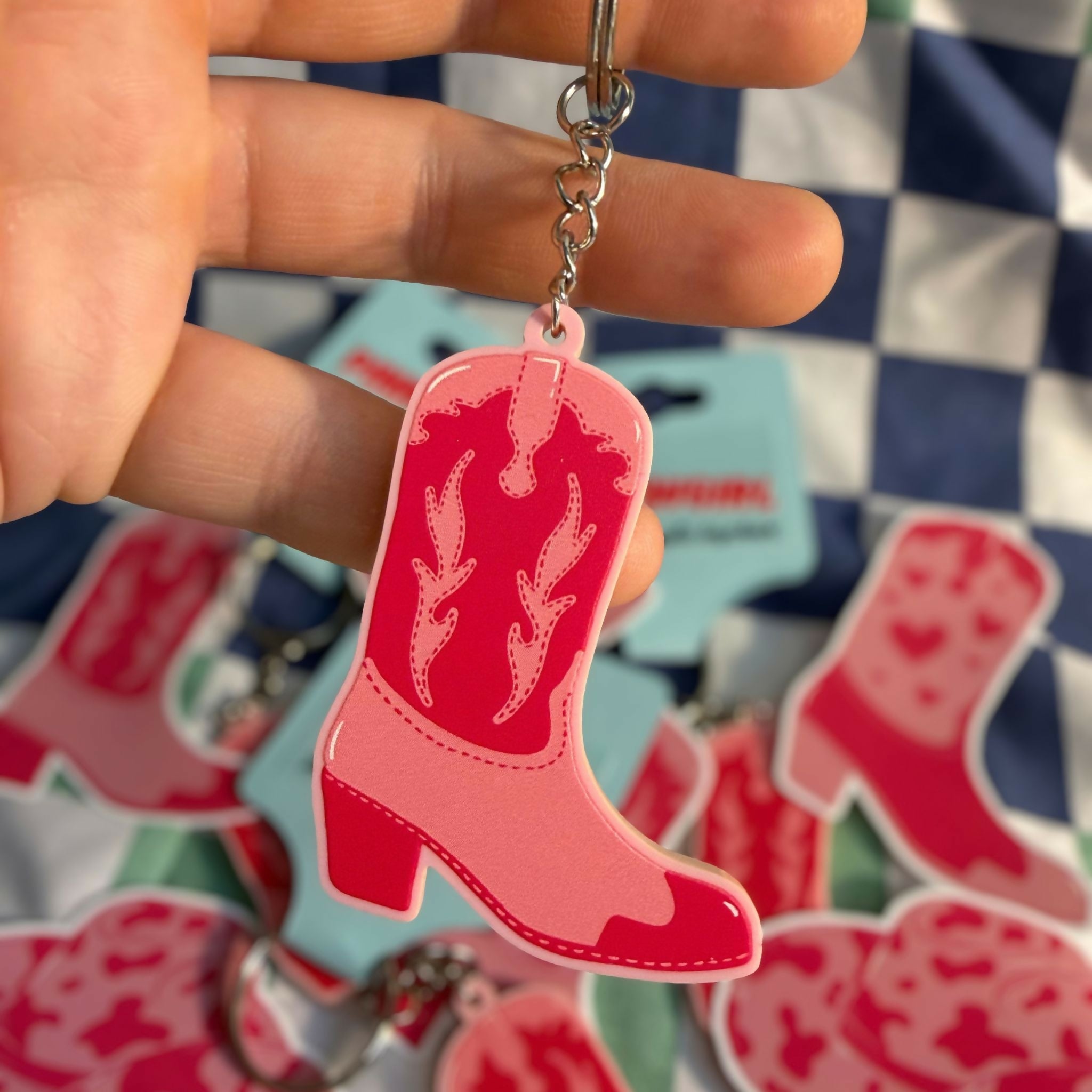 Pink Cowgirl Boot - Recycled Acrylic Keychain
