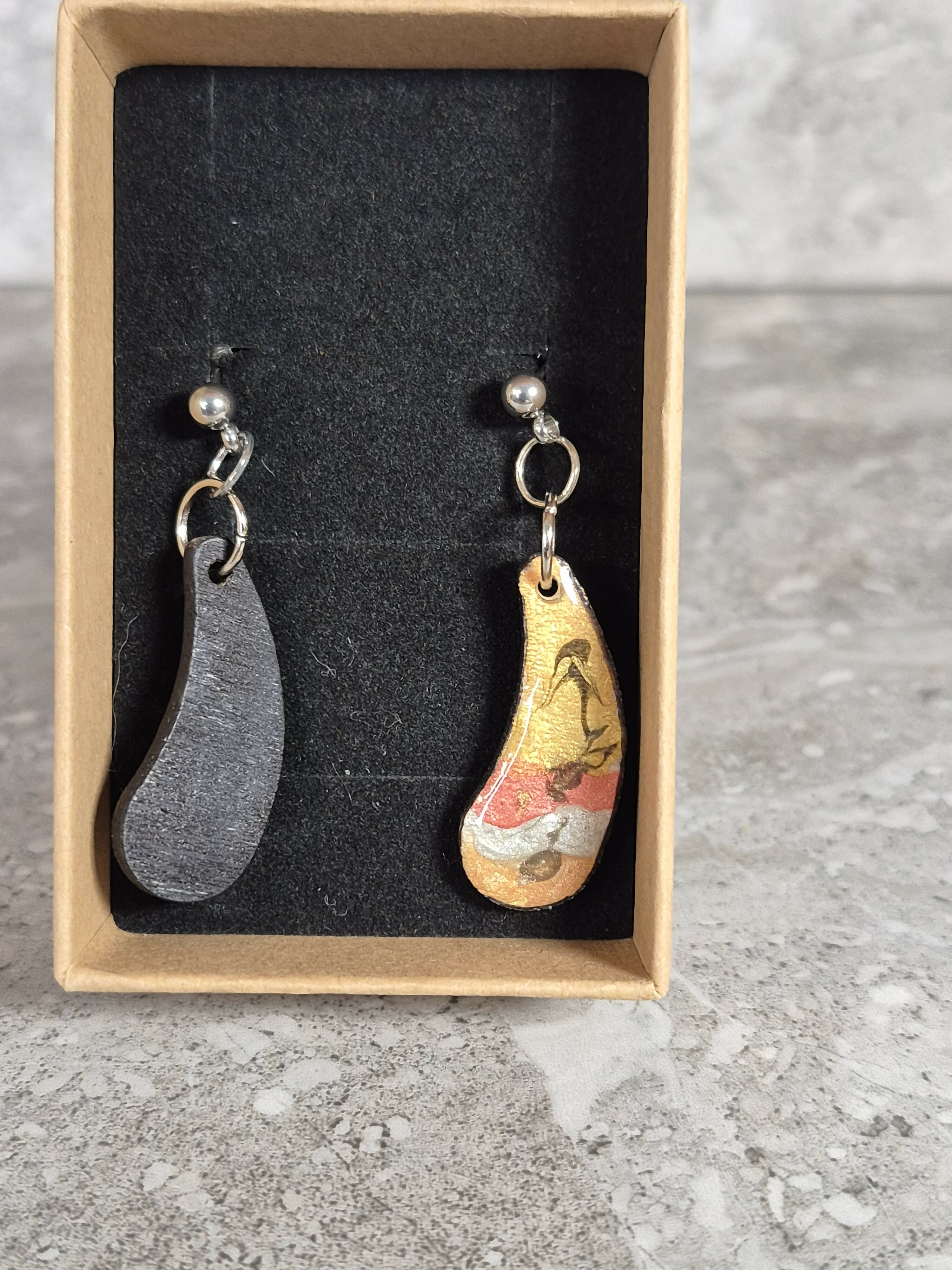 Handcrafted Teardrop Shaped Coloured Earrings