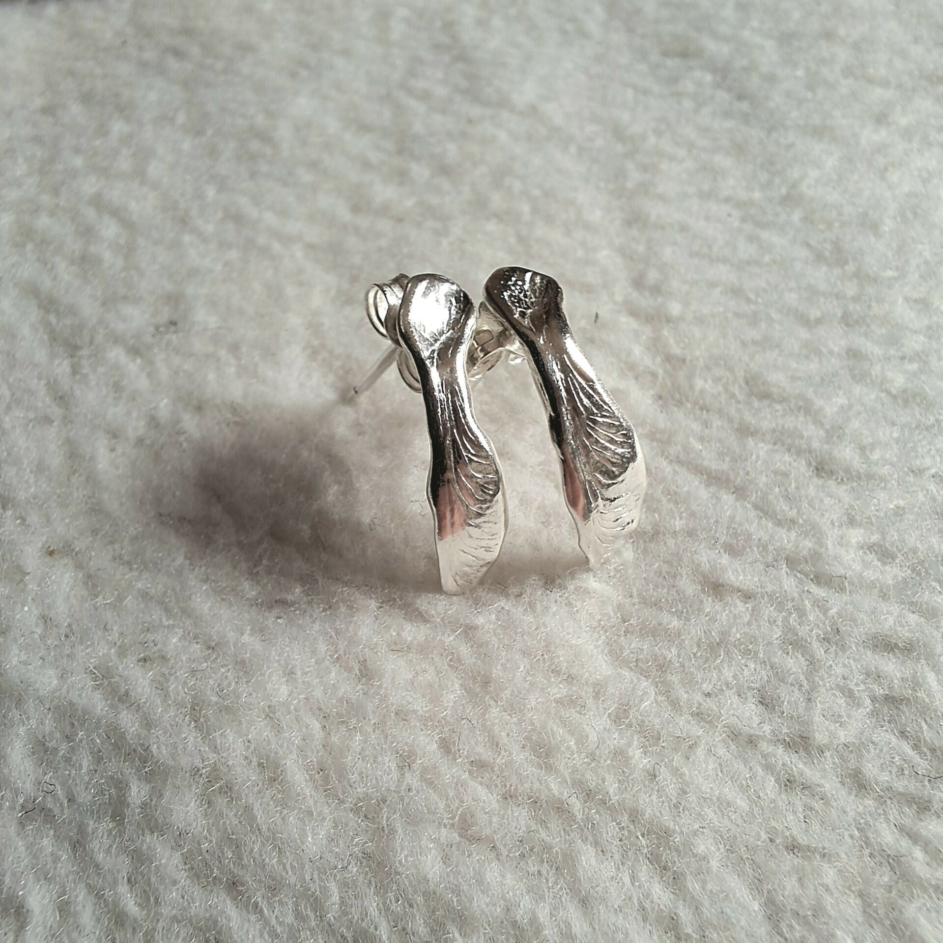 Handmade Real Helicopter Seed Silver Studs