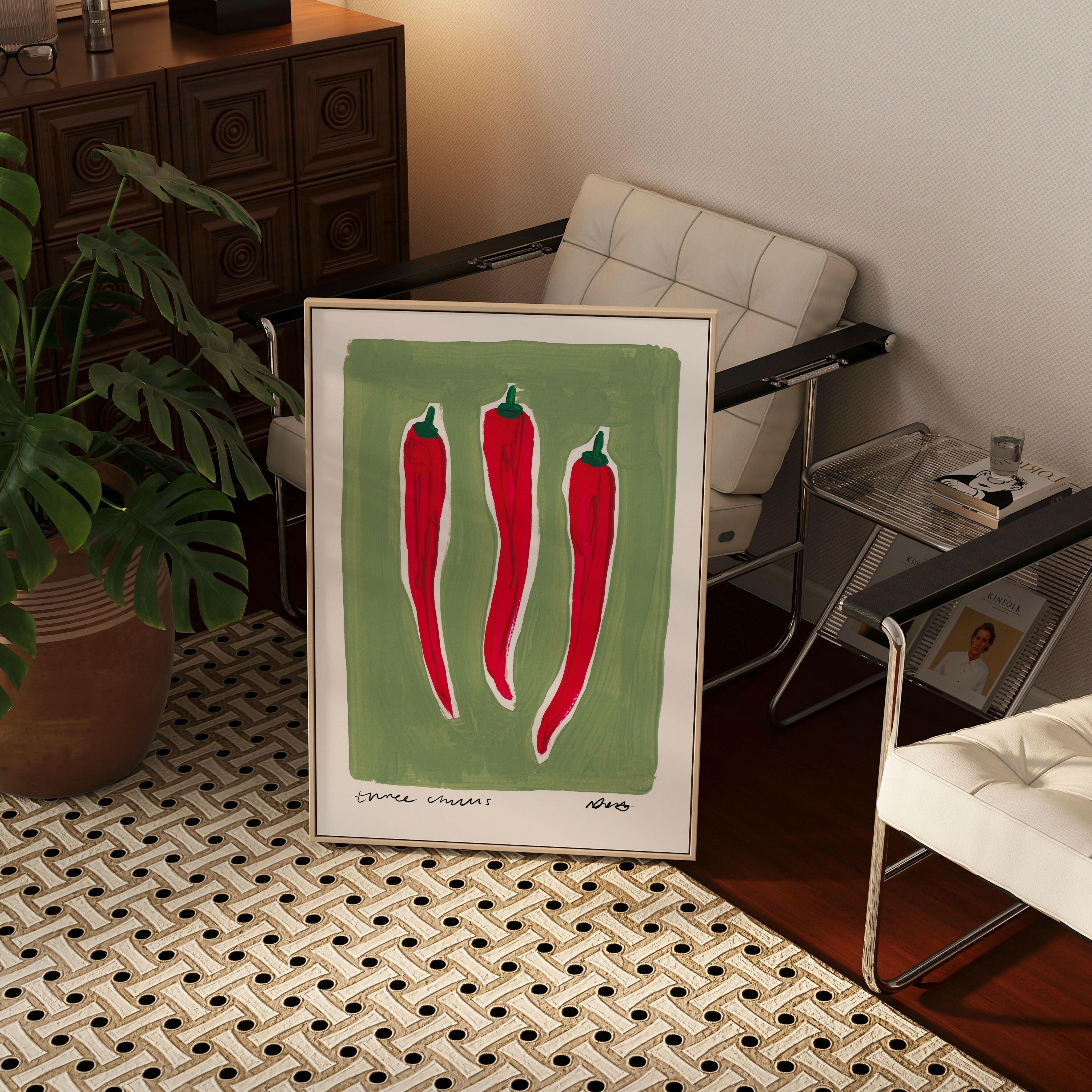 Three Chillies Art Print