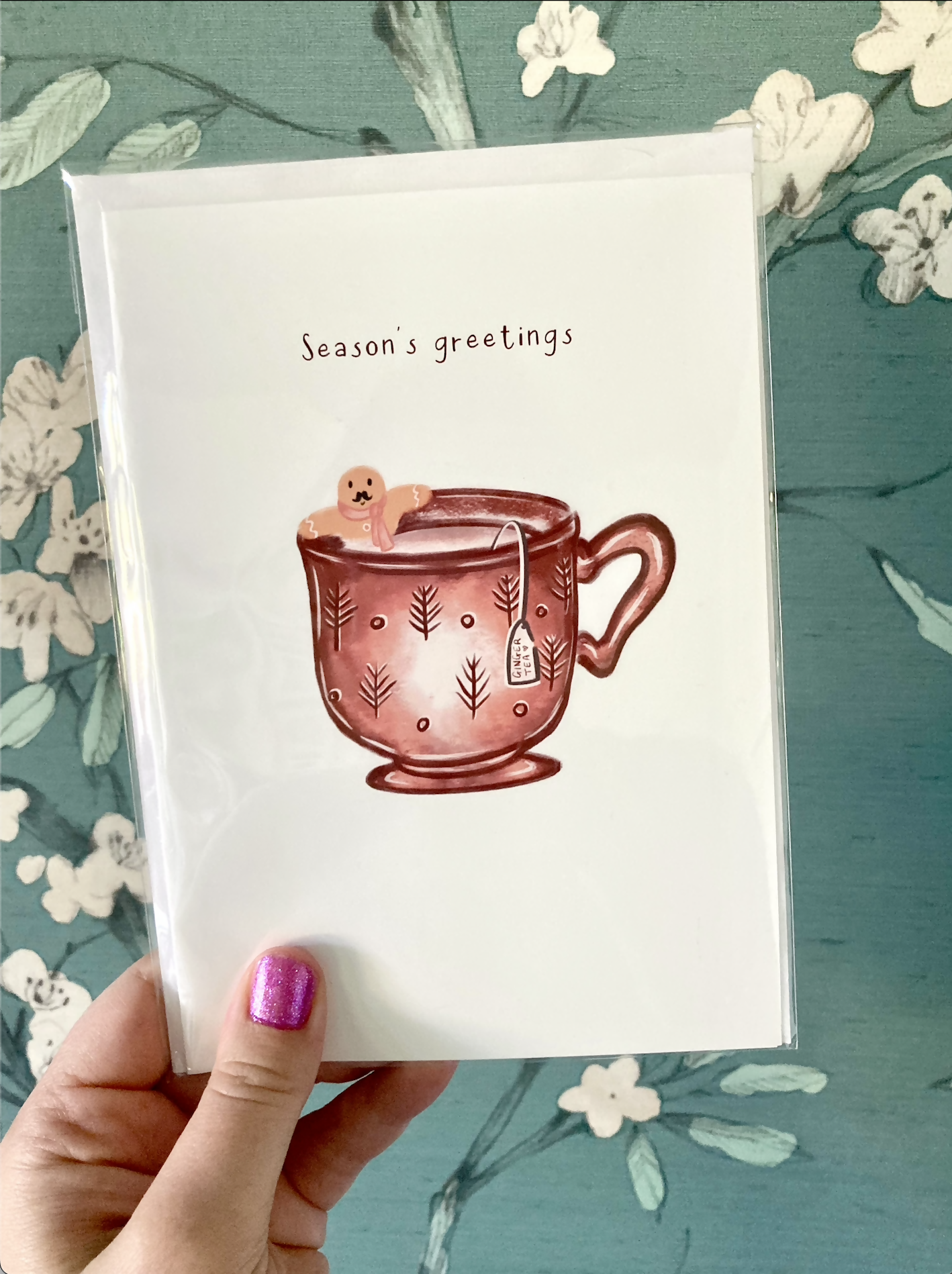 Limited Edition Discounted Gingerbread Man Moustache Greeting Card
