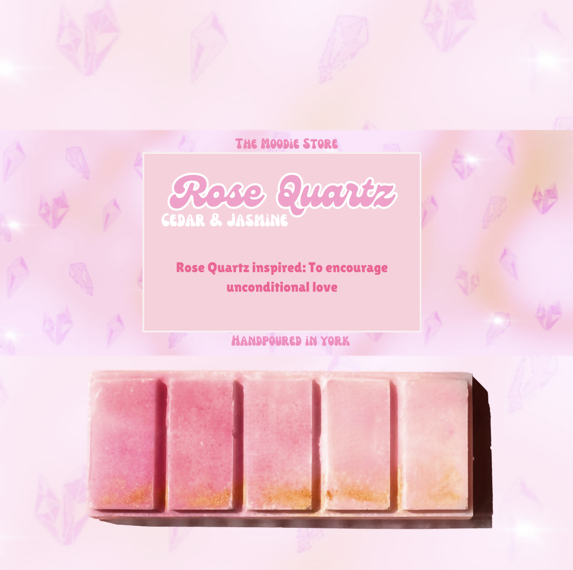 Rose Quartz - Cedar & Jasmine Fragranced Vegan Wax Melt Snap Bar