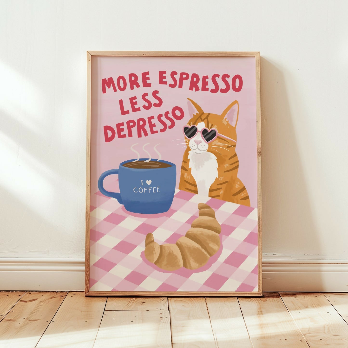 More Espresso Less Depresso Cat Print