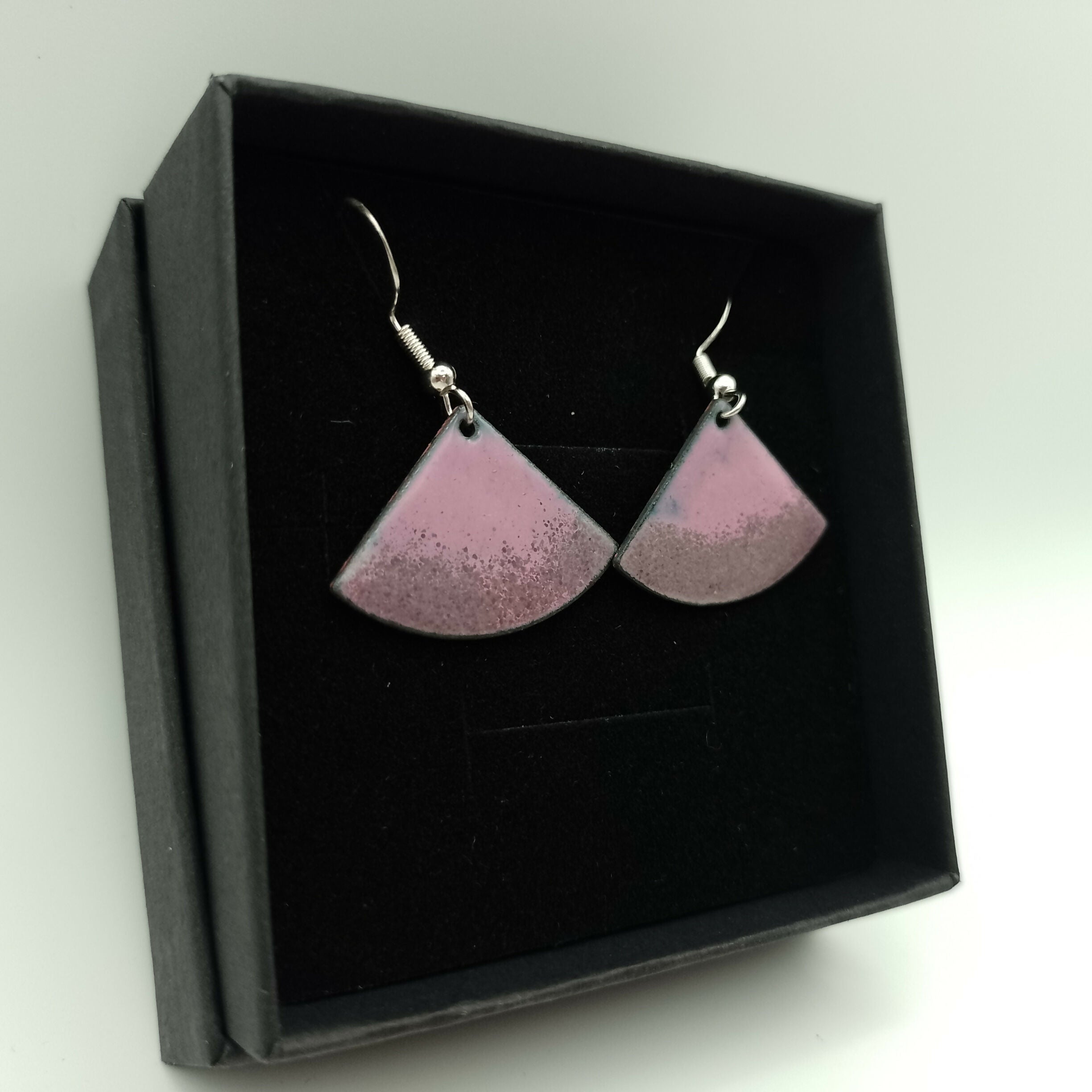 Pink and Purple Fan Enamel Earrings