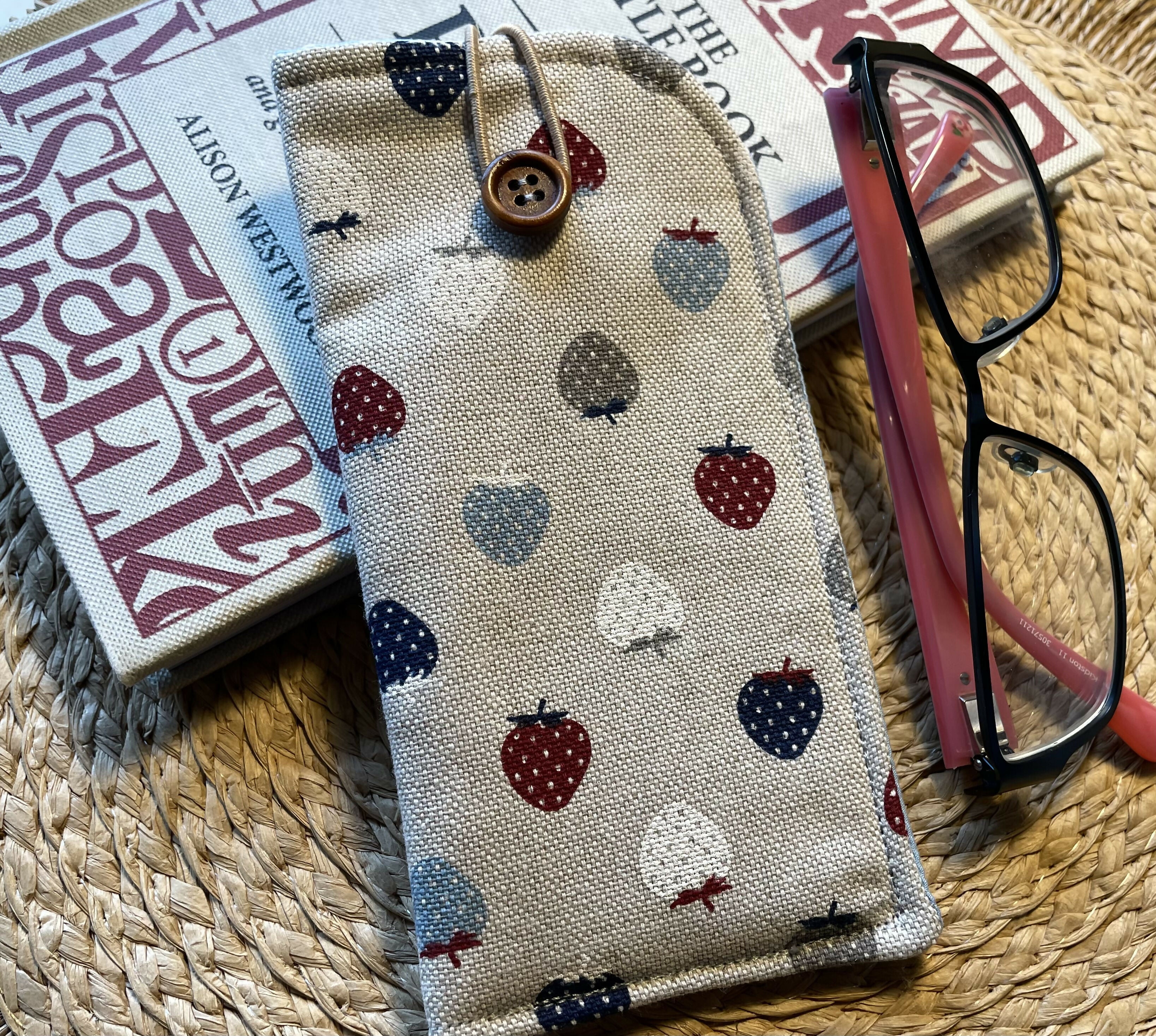 Strawberry Print Glasses Case