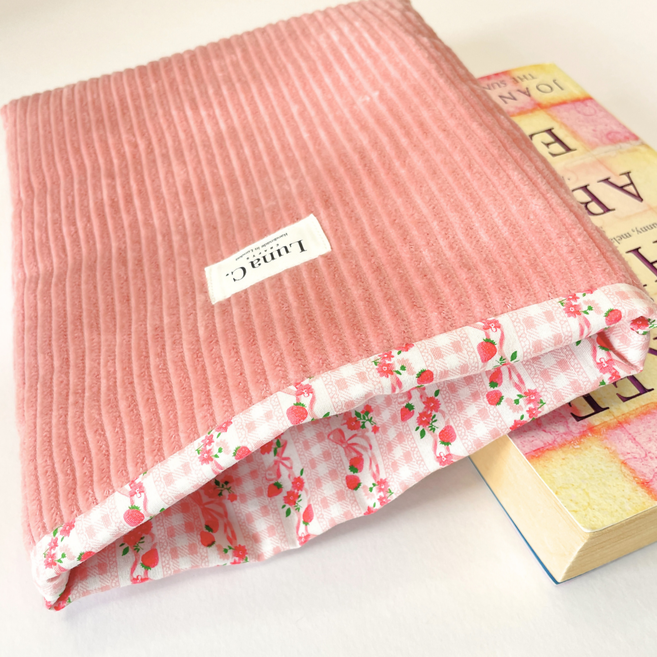 Smoky Pink Cherry Gingham Lining Book Sleeve