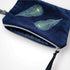 Navy Peacock Feathers Velvet Zip-Up Pouch with Wrist Strap