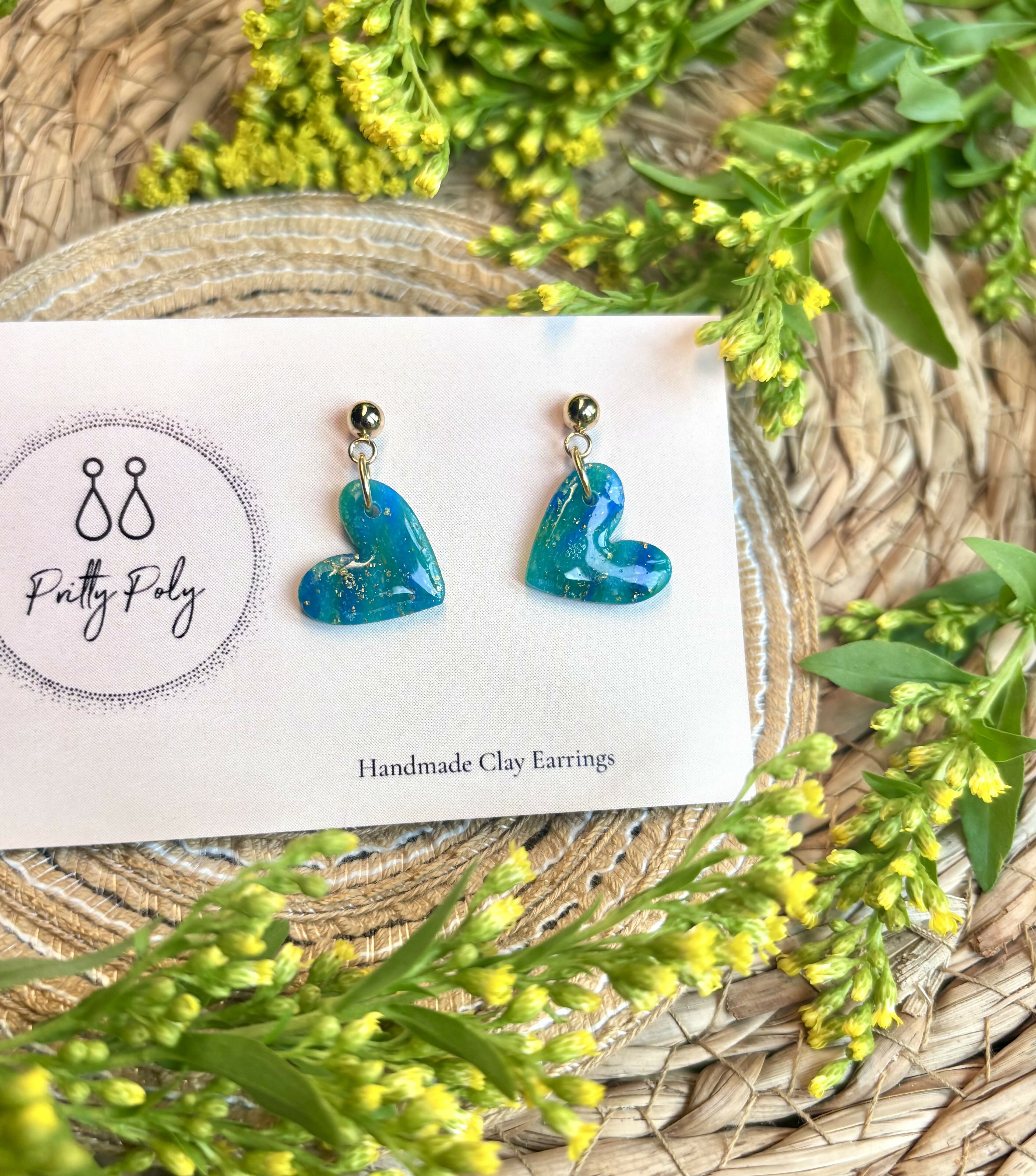 Ocean Dream Collection - Small Heart Polymer Clay Earrings