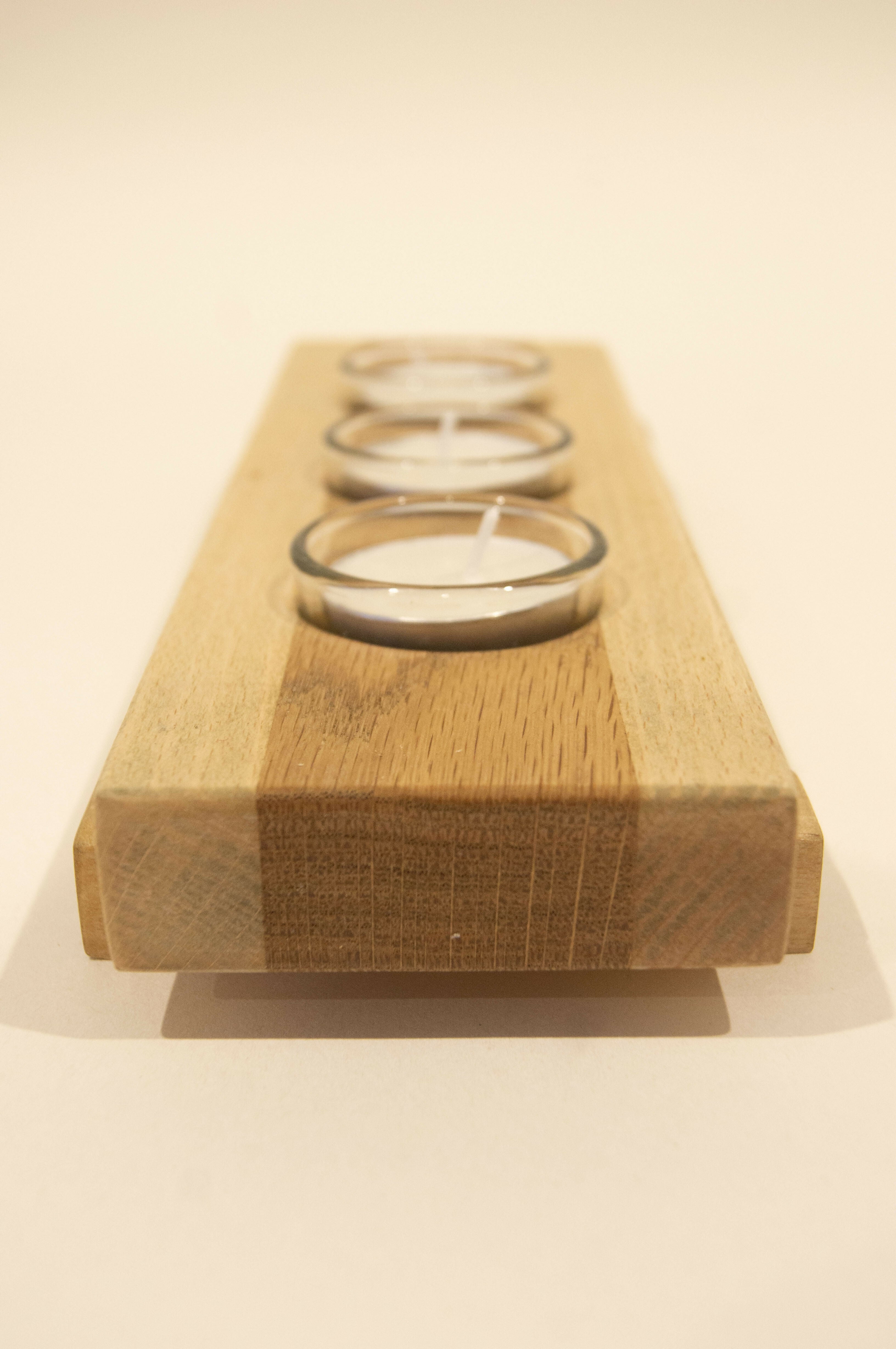 Oak and Beech Triple Tea Light Holder