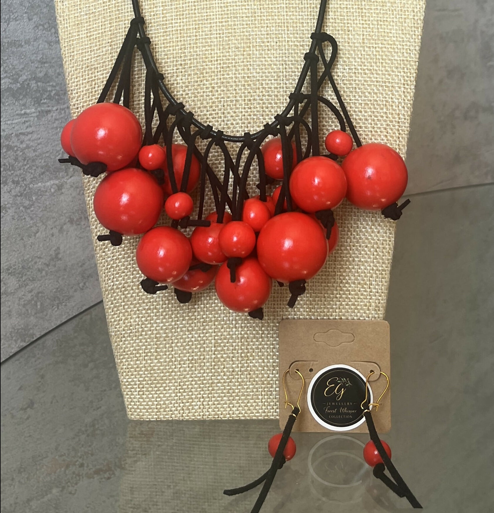 Red Necklace & Earrings Set