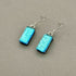 Ice Blue Dichroic Fused Glass Dangle Sterling Silver Earrings - Handmade by Jade Tapson Glass.