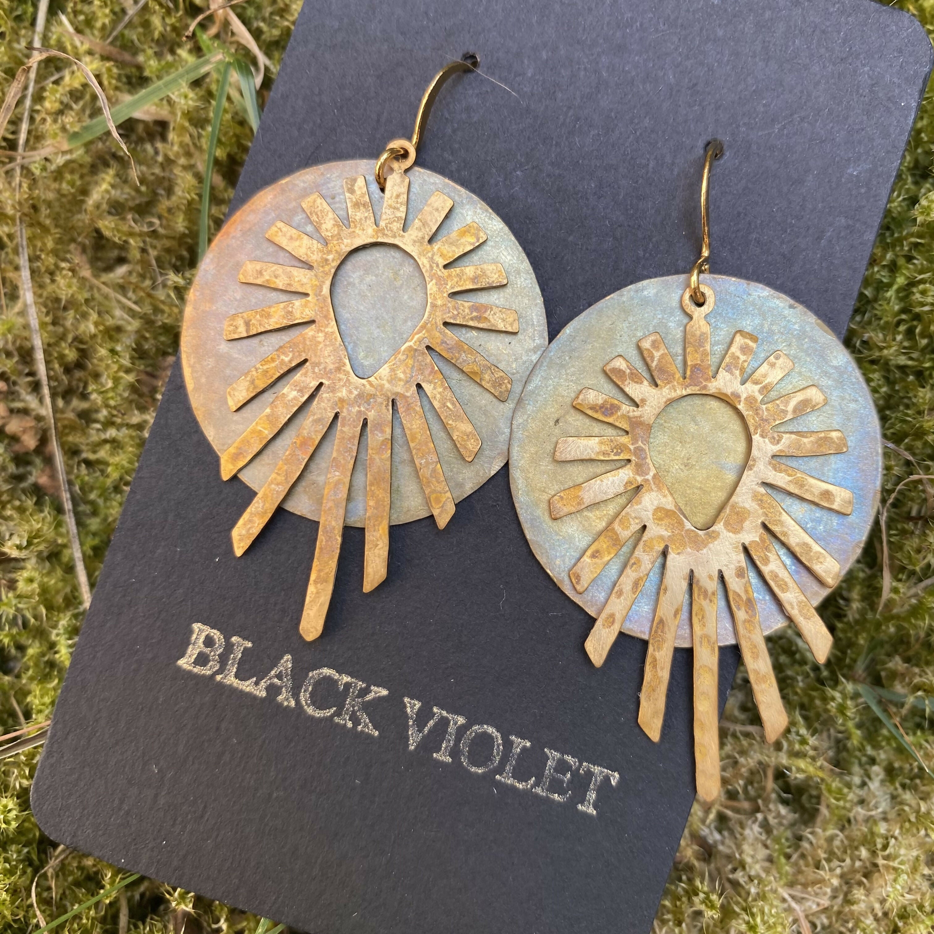 Brass Sunshine Goddess Earrings