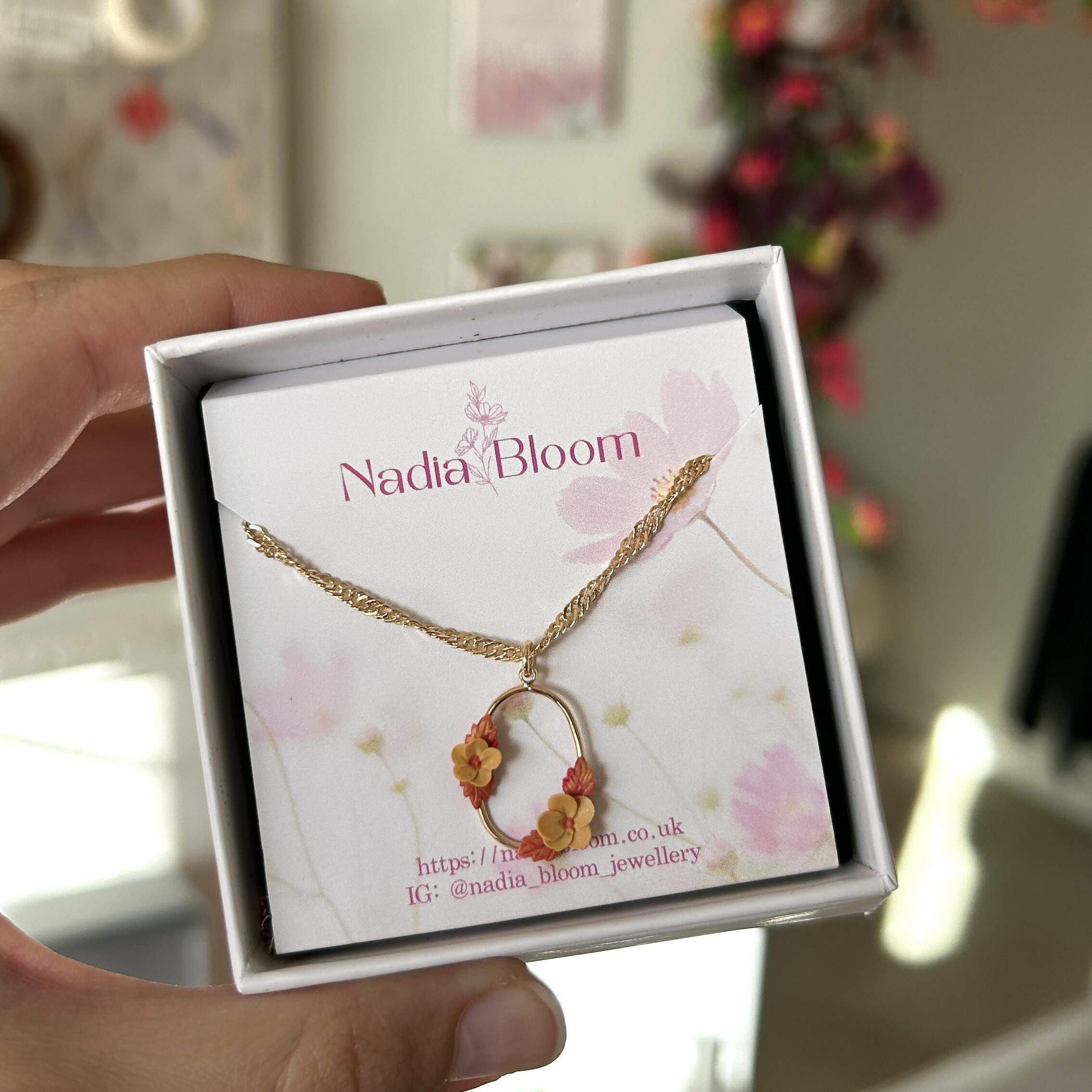 Orange Autumn Flower Necklace