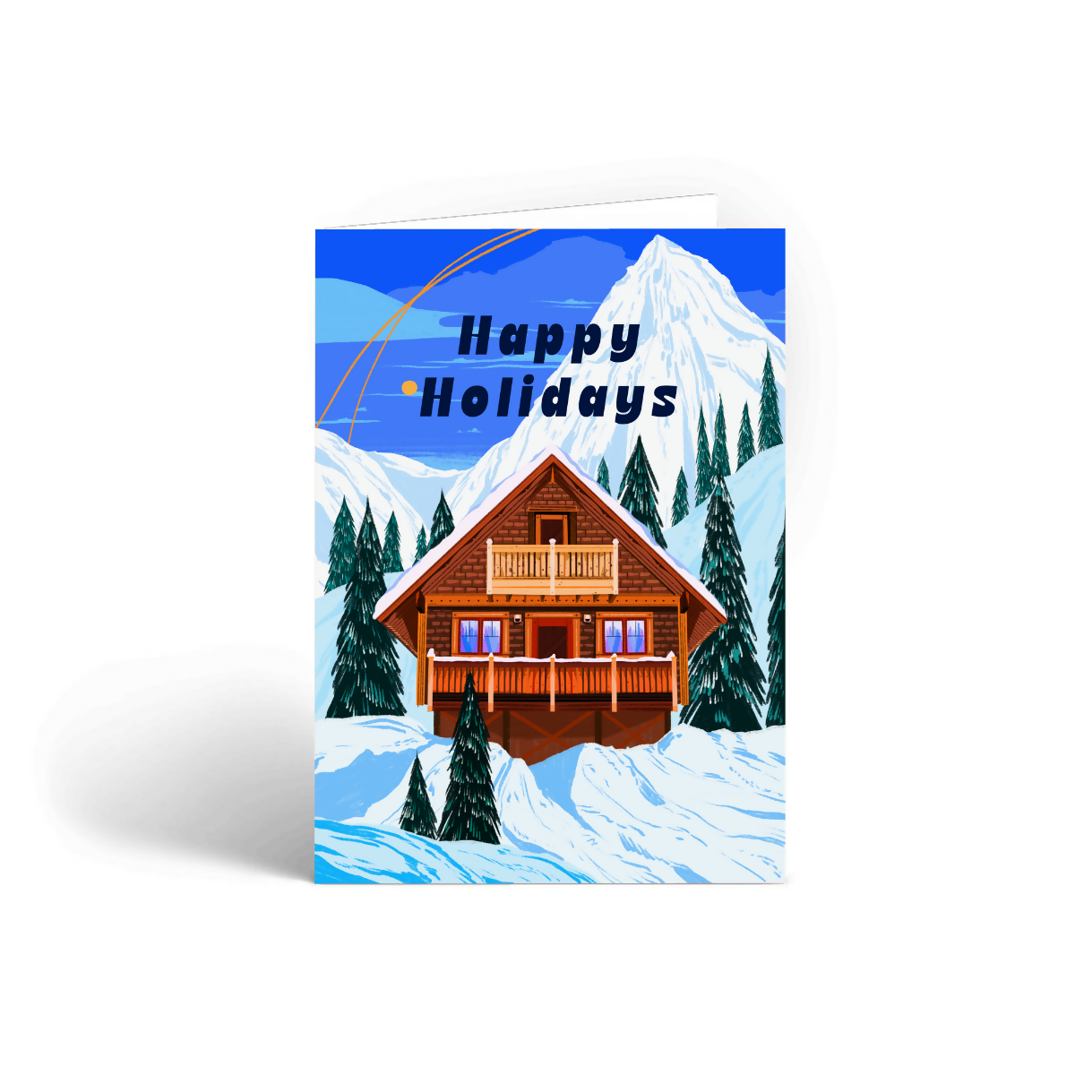 Ski Chalet Happy Holidays Christmas Card