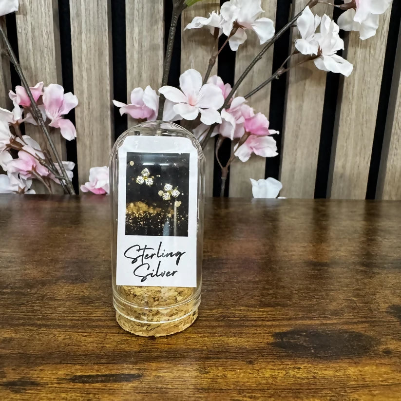 Polaroid Crystal Trio Gold Stud
