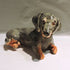 Ceramic silver dapple dachshund sculpture