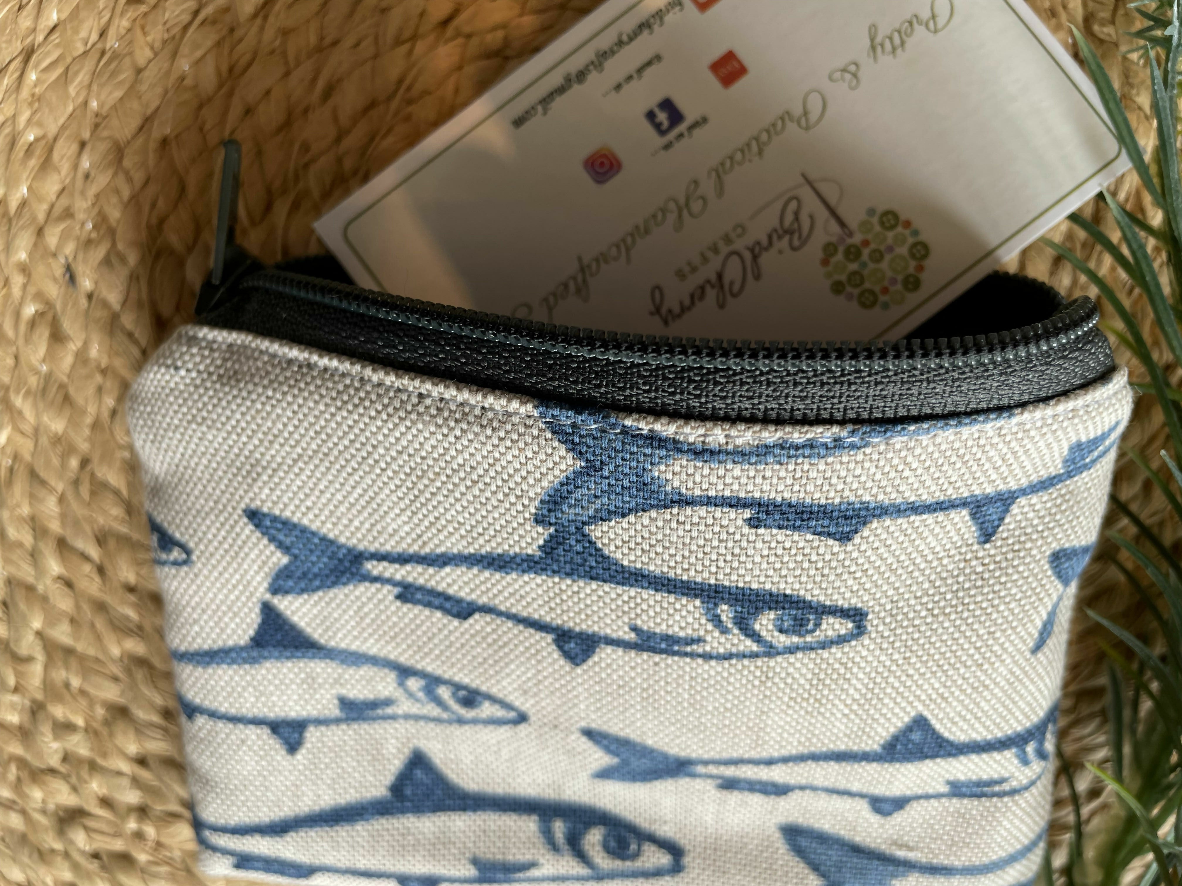 Blue Fish Print Coin Purse