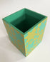 Hand-printed Green and Gold Pen Pot with Star Design,