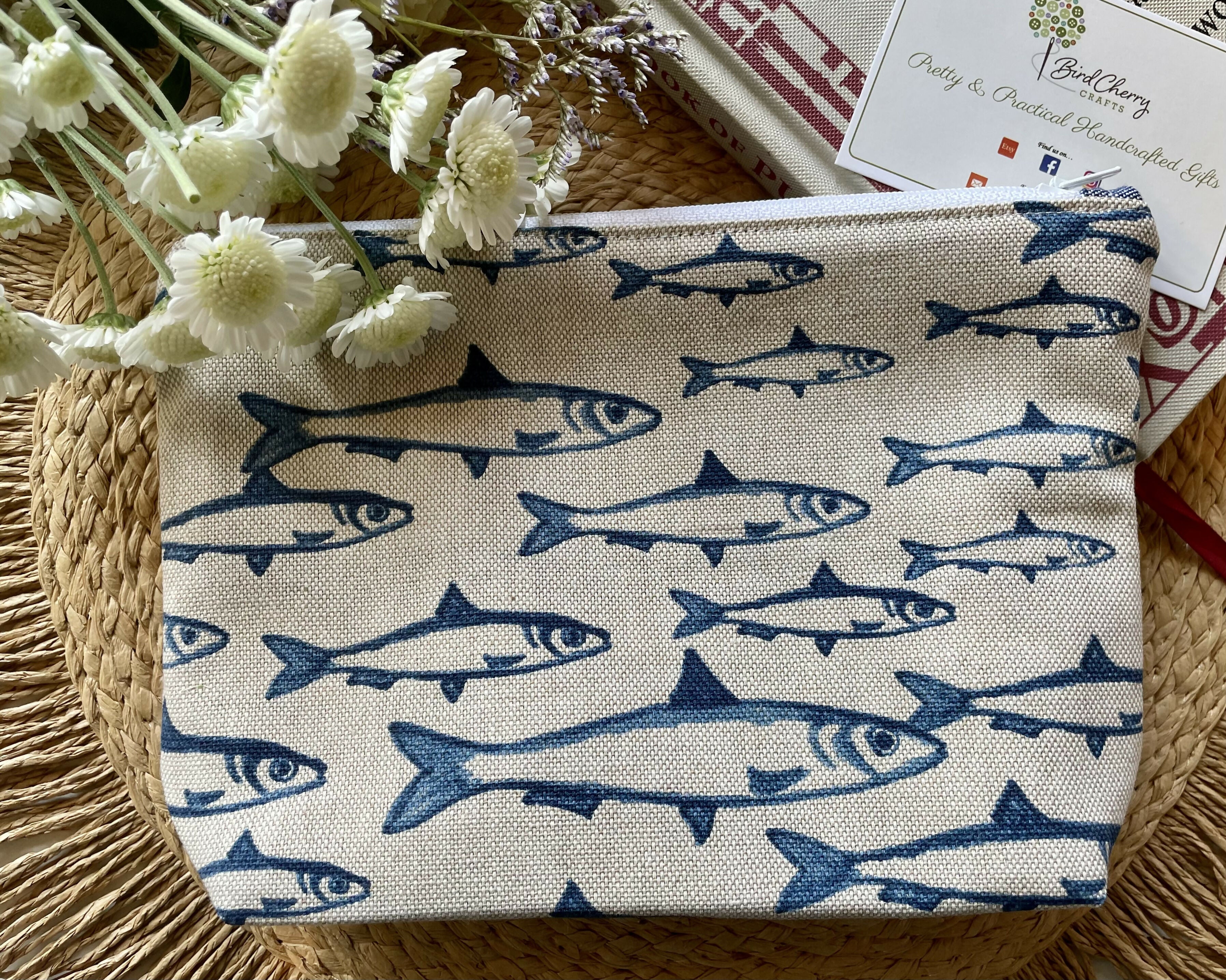 Fish Print Cosmetics Bag/ Make Up Bag