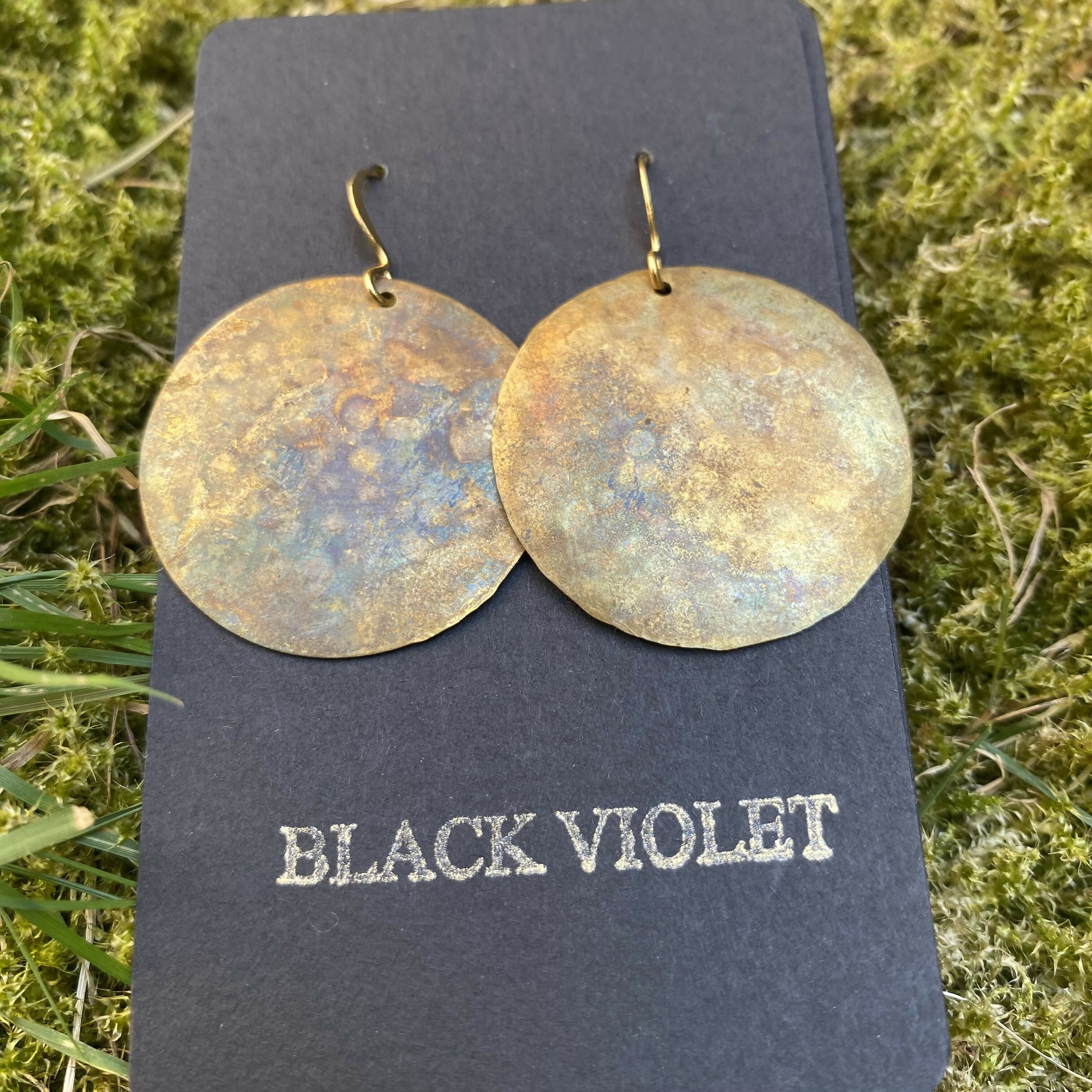 Brass Textured Moon Earrings