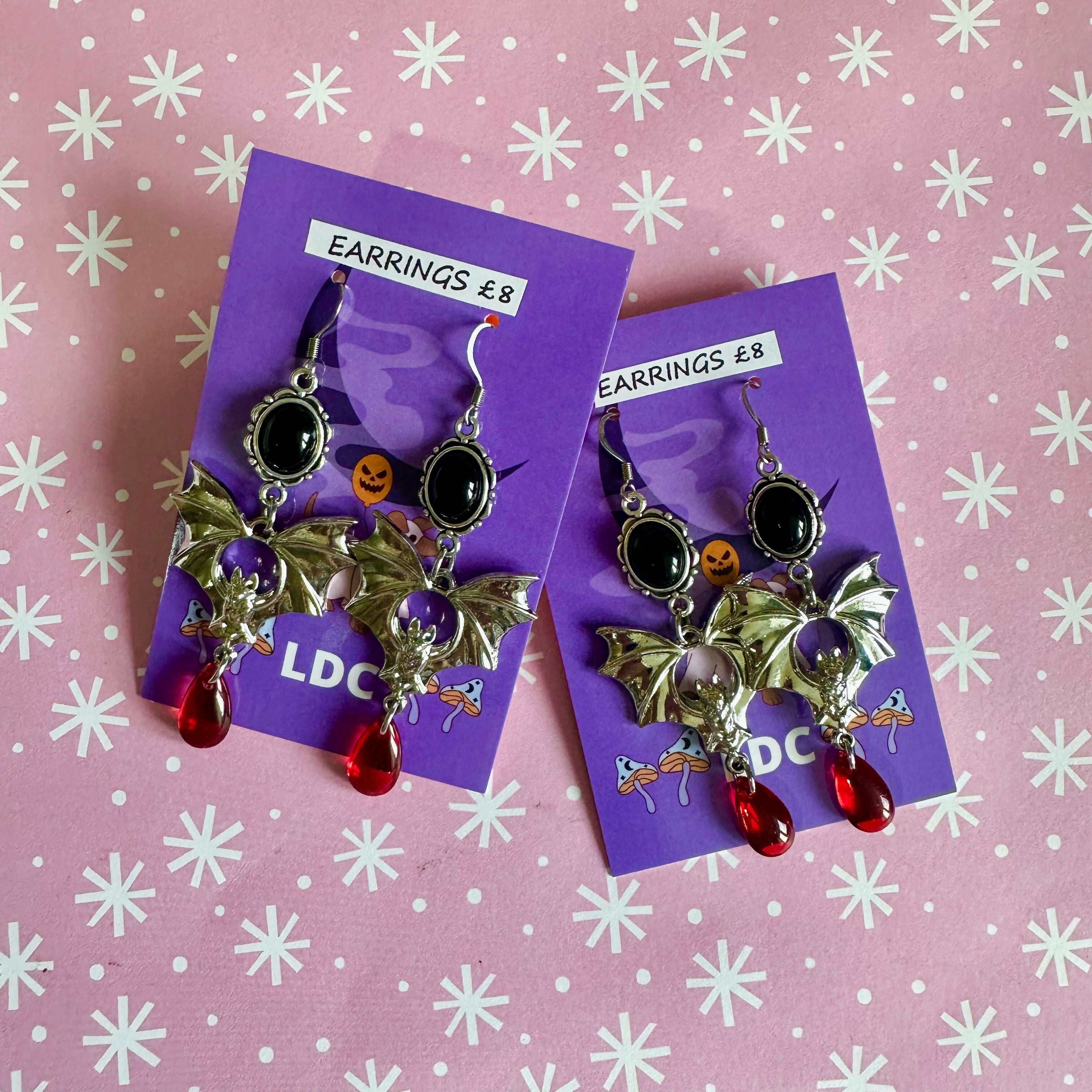 Vampire Bat Dangle Earrings