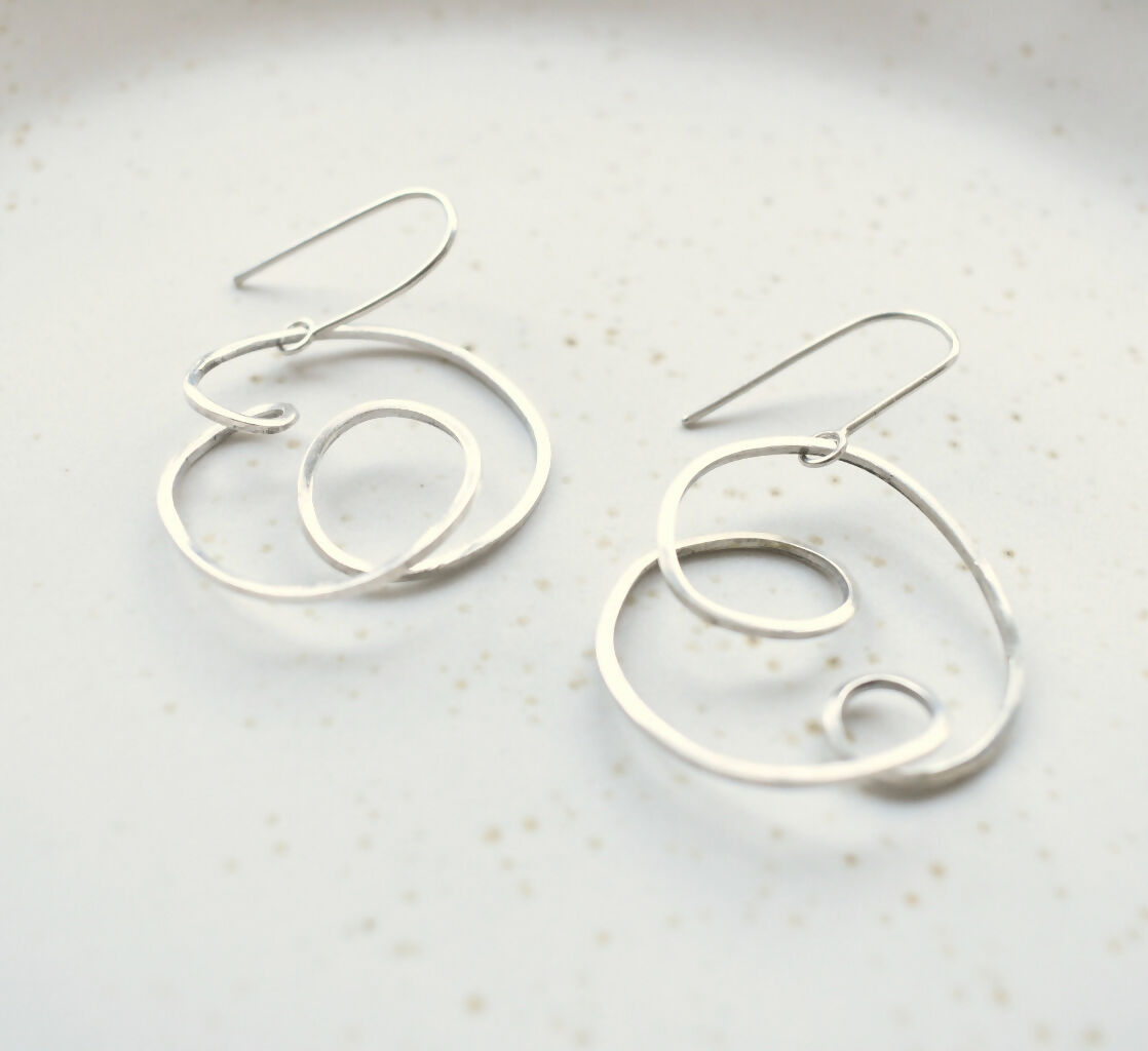 Sterling Silver Swirl Dangly Earrings