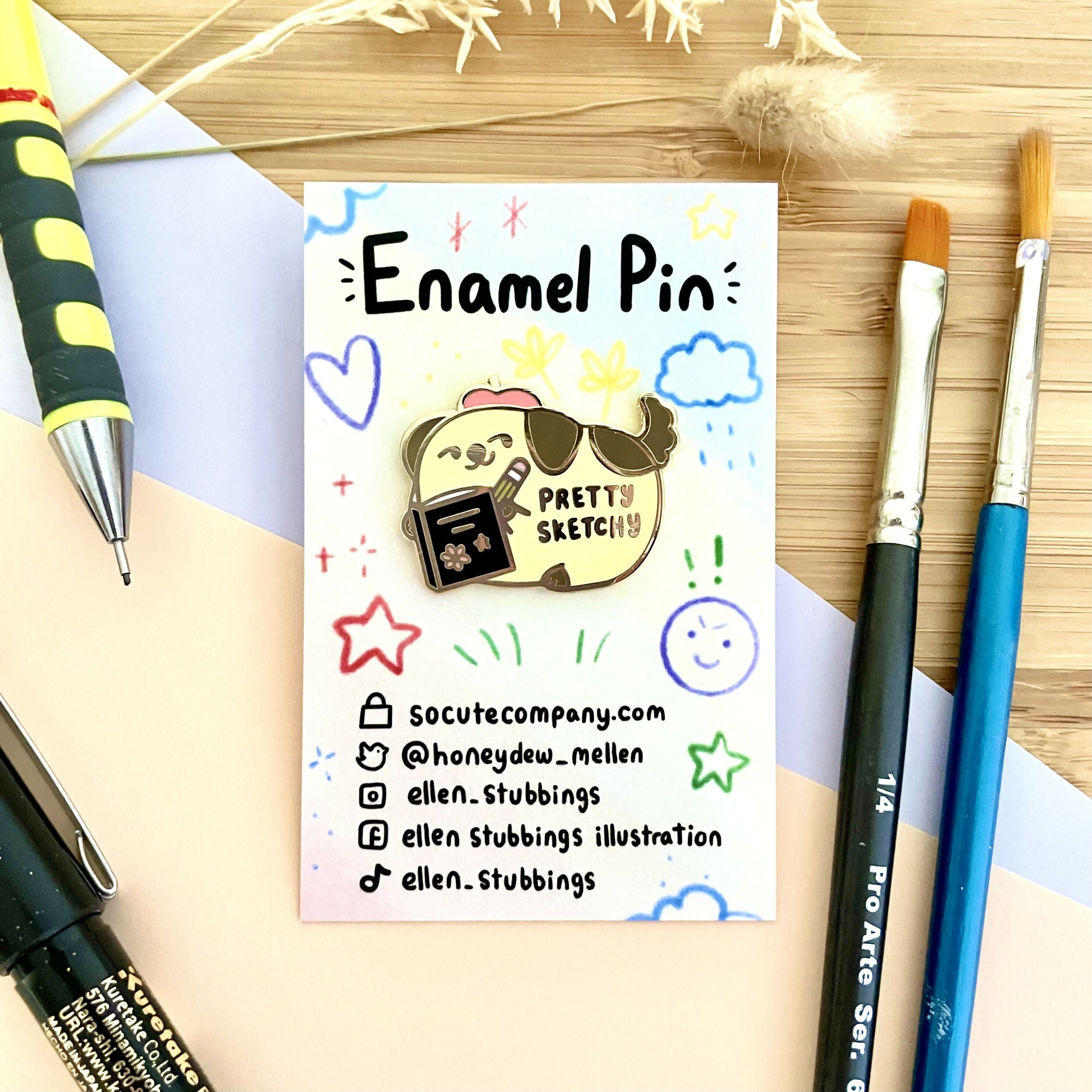 Pretty Sketchy Dog Enamel Pin