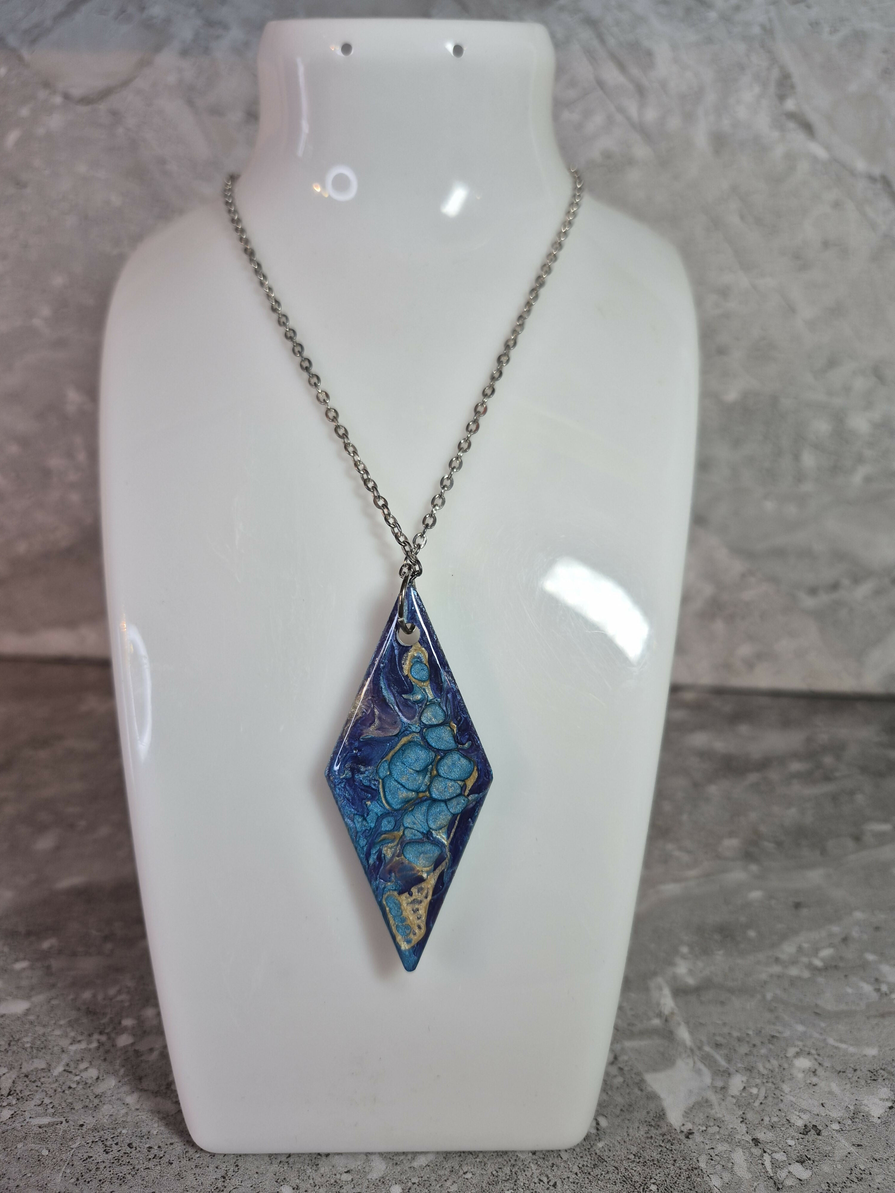 Unique Hand Made Double Sided Diamond Shaped Pendant