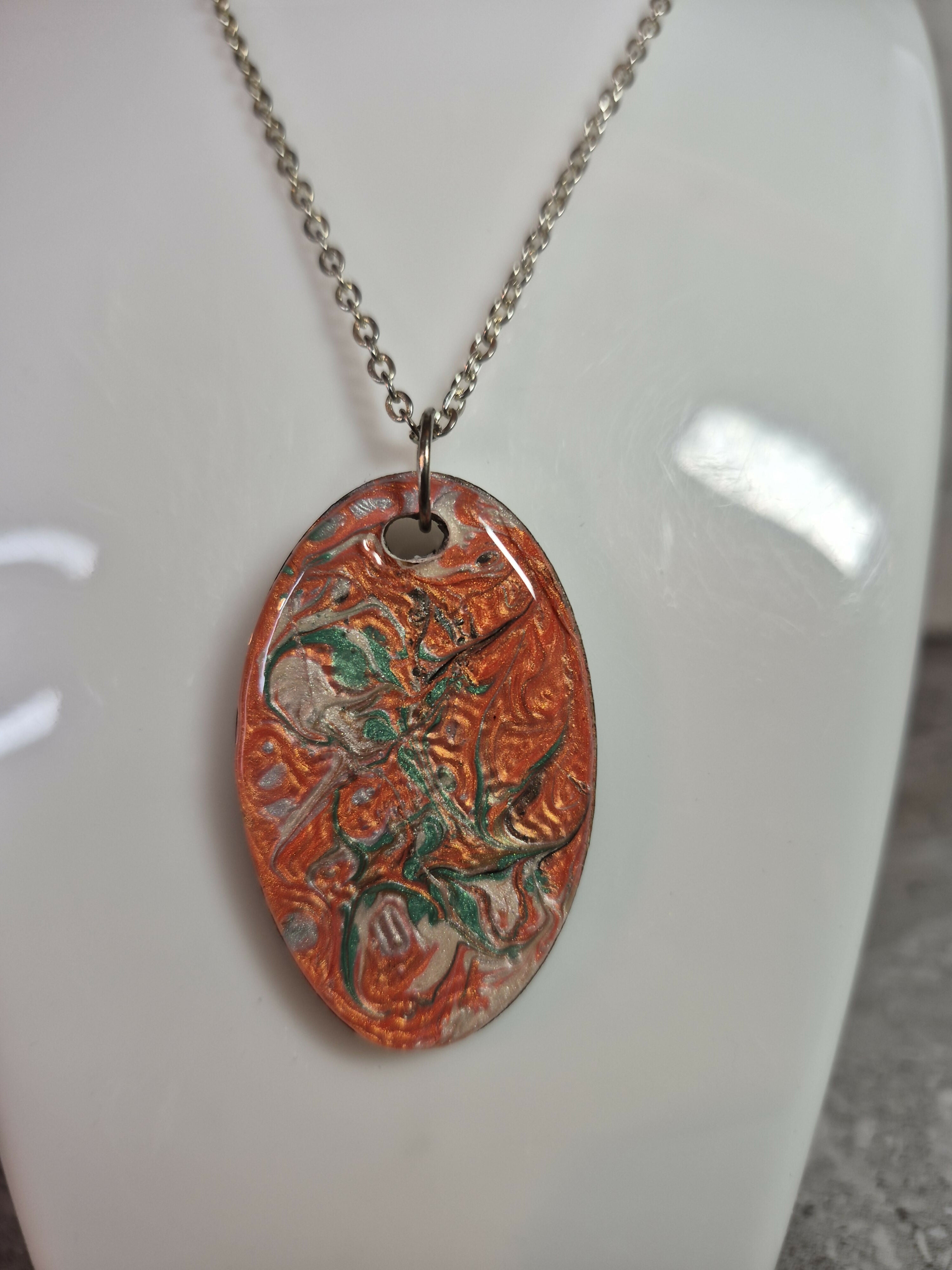 Unique Hand Crafted, Ripple Effect, Oval Pendant