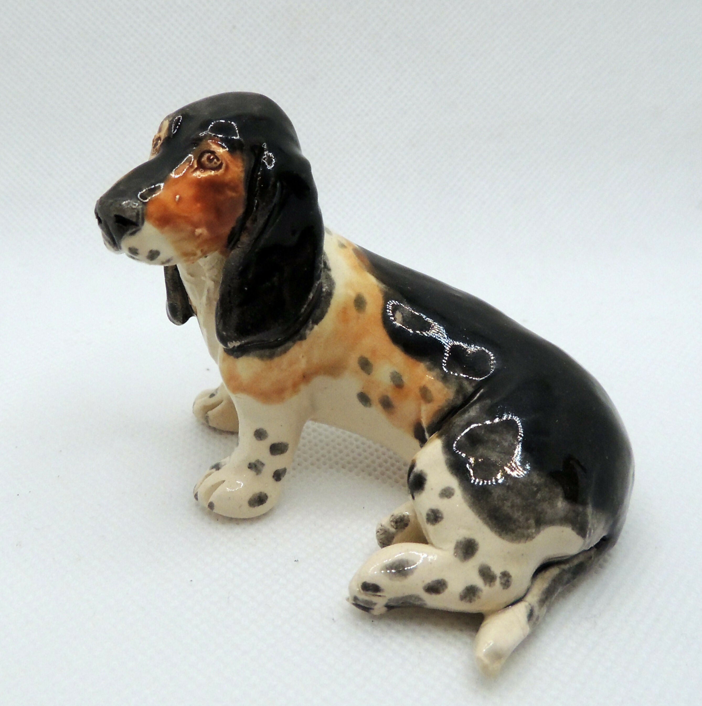 Ceramic Basset hound dog sculpture