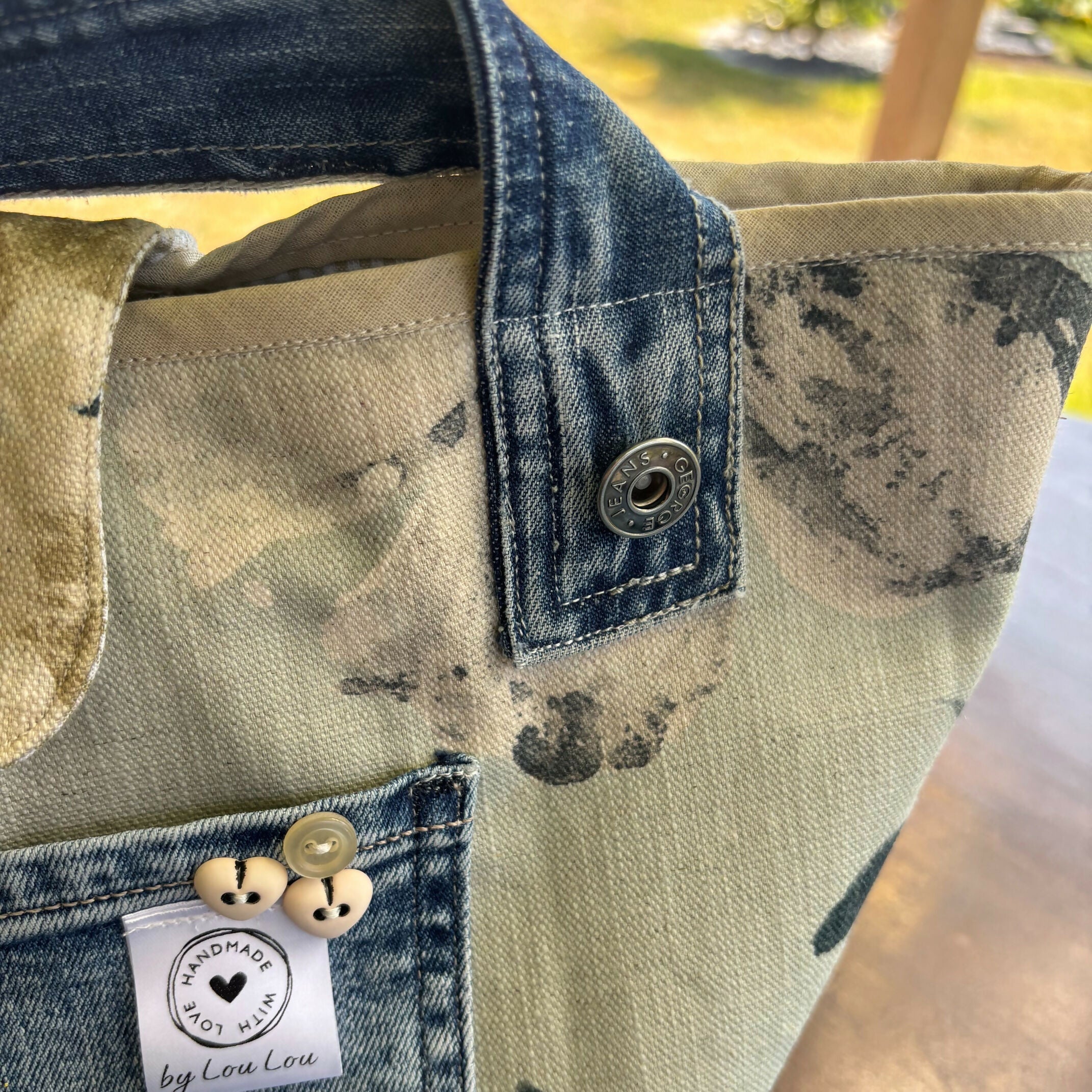 Unique Handcrafted Structured Denim Tote Shopping Bag Handbag Made From Upcycled Jeans