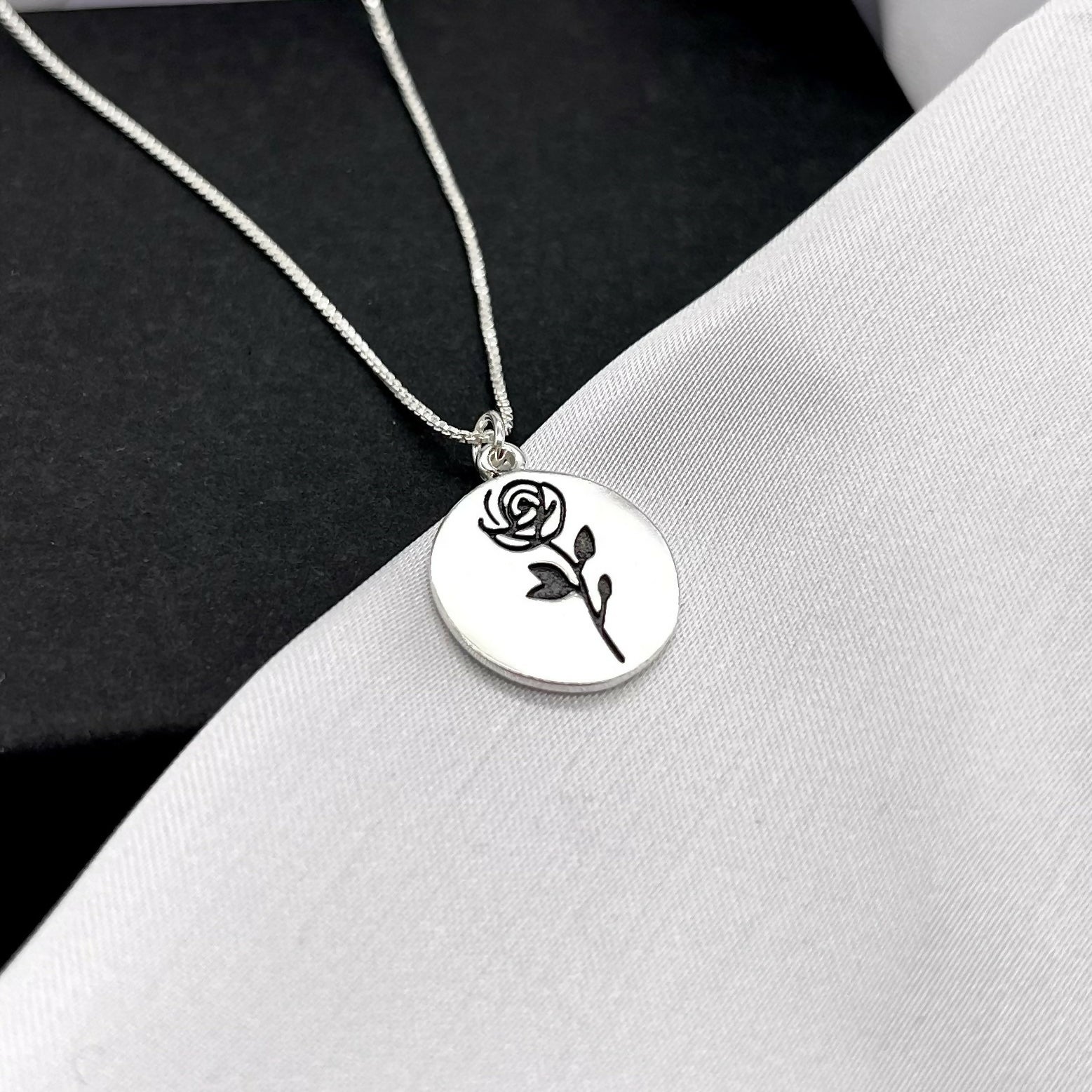 Sterling Silver Rose Necklace